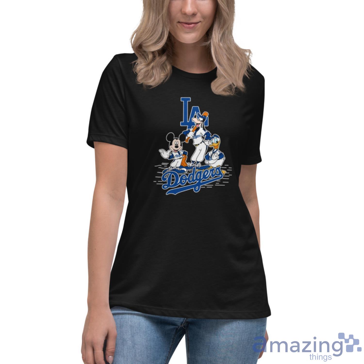 MLB Los Angeles Dodgers Mickey Mouse Donald Duck Goofy Baseball T Shirt  Women's V-Neck T-Shirt