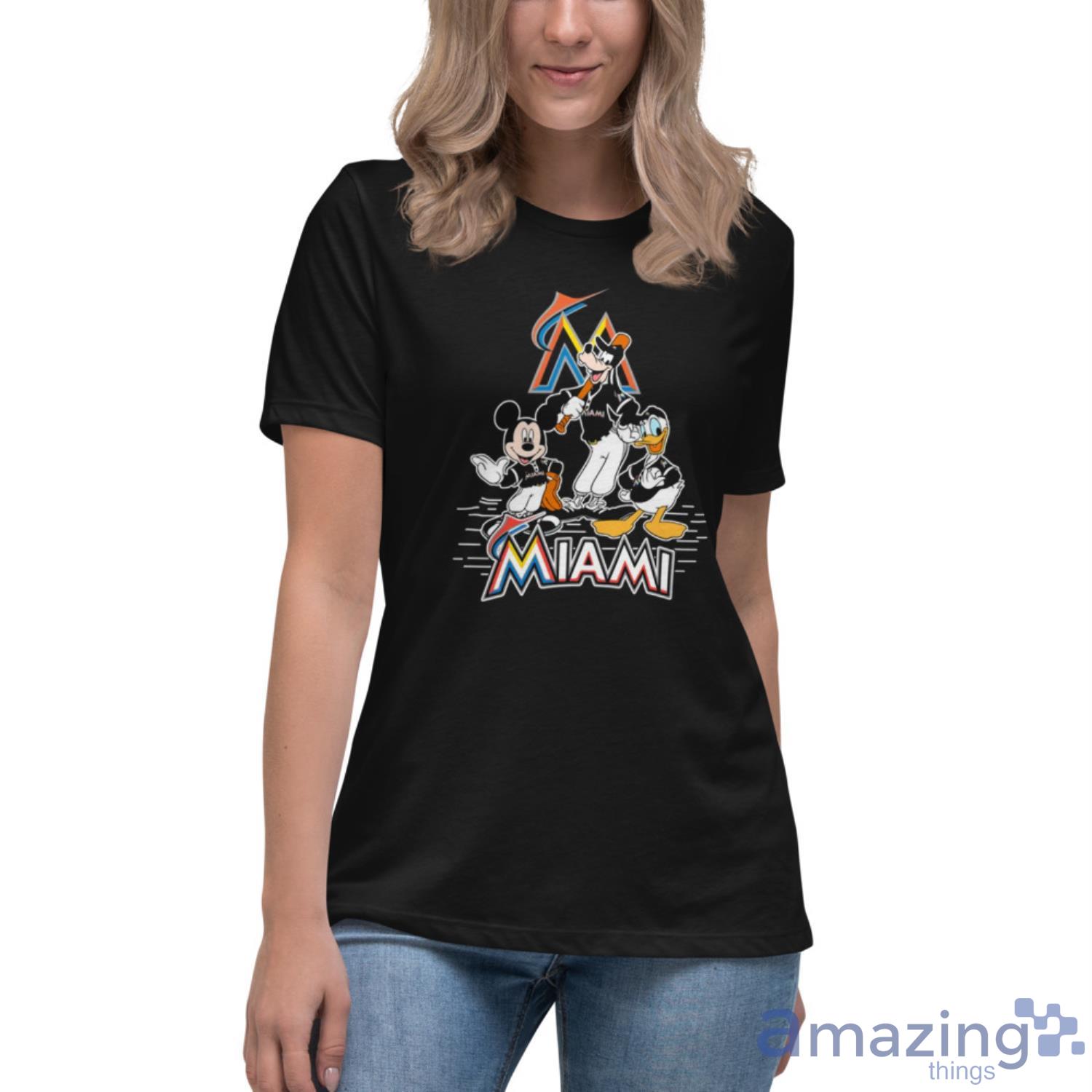 MLB Sport Fans Miami Marlins Mickey Mouse Donald Duck Goofy Baseball T Shirt  - Freedomdesign