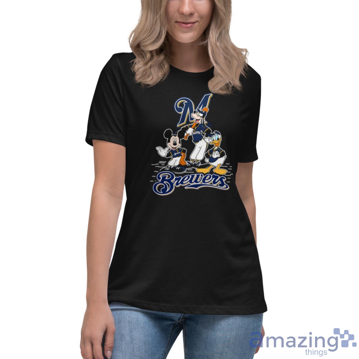 MLB Milwaukee Brewers Mickey Mouse Donald Duck Goofy Baseball T Shirt T  Shirt