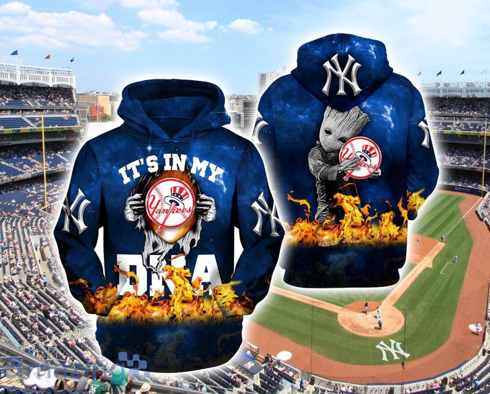 MLB New York Yankees Its Im My DNA Groot Fire 3D Hoodie Product Photo 1