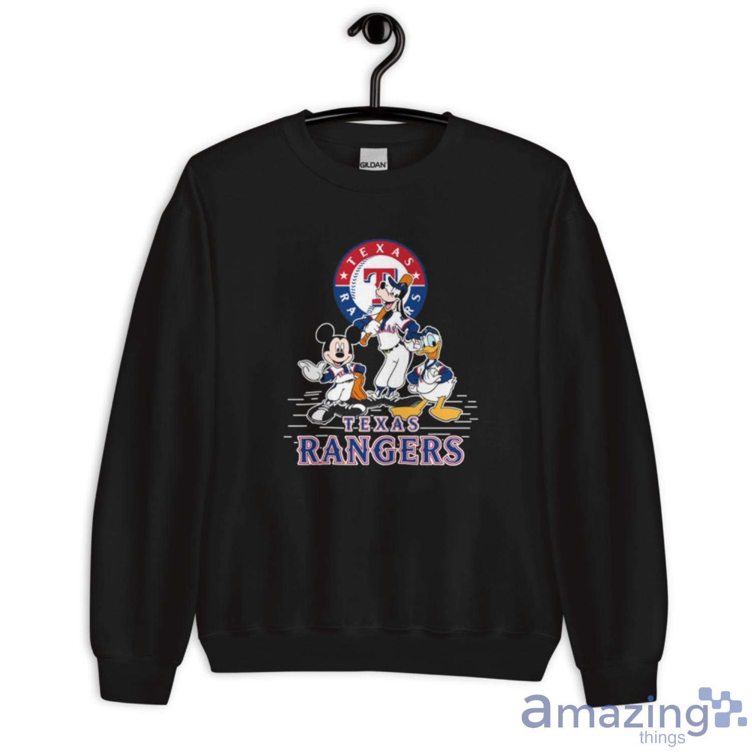 Texas Rangers Mickey Donald And Goofy Baseball Women's T-Shirt 