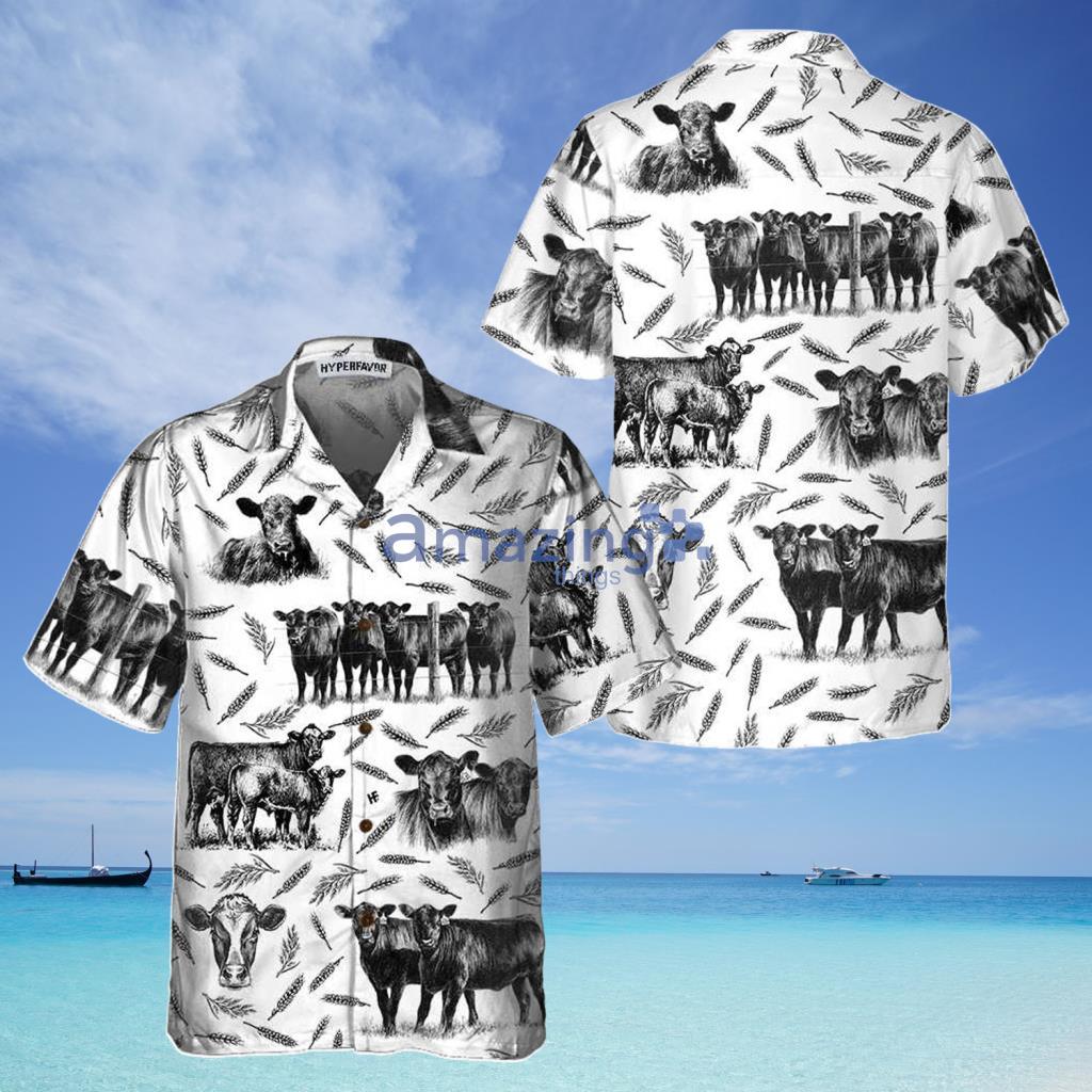 Monochrome Black Angus And Wheat Pattern Cow Hawaiian Shirt - Monochrome Black Angus And Wheat Pattern Cow Hawaiian Shirt Monochrome Black Angus And Wheat Pattern Cow Hawaiian Shirt - Monochrome Black Angus And Wheat Pattern Cow Hawaiian Shirt