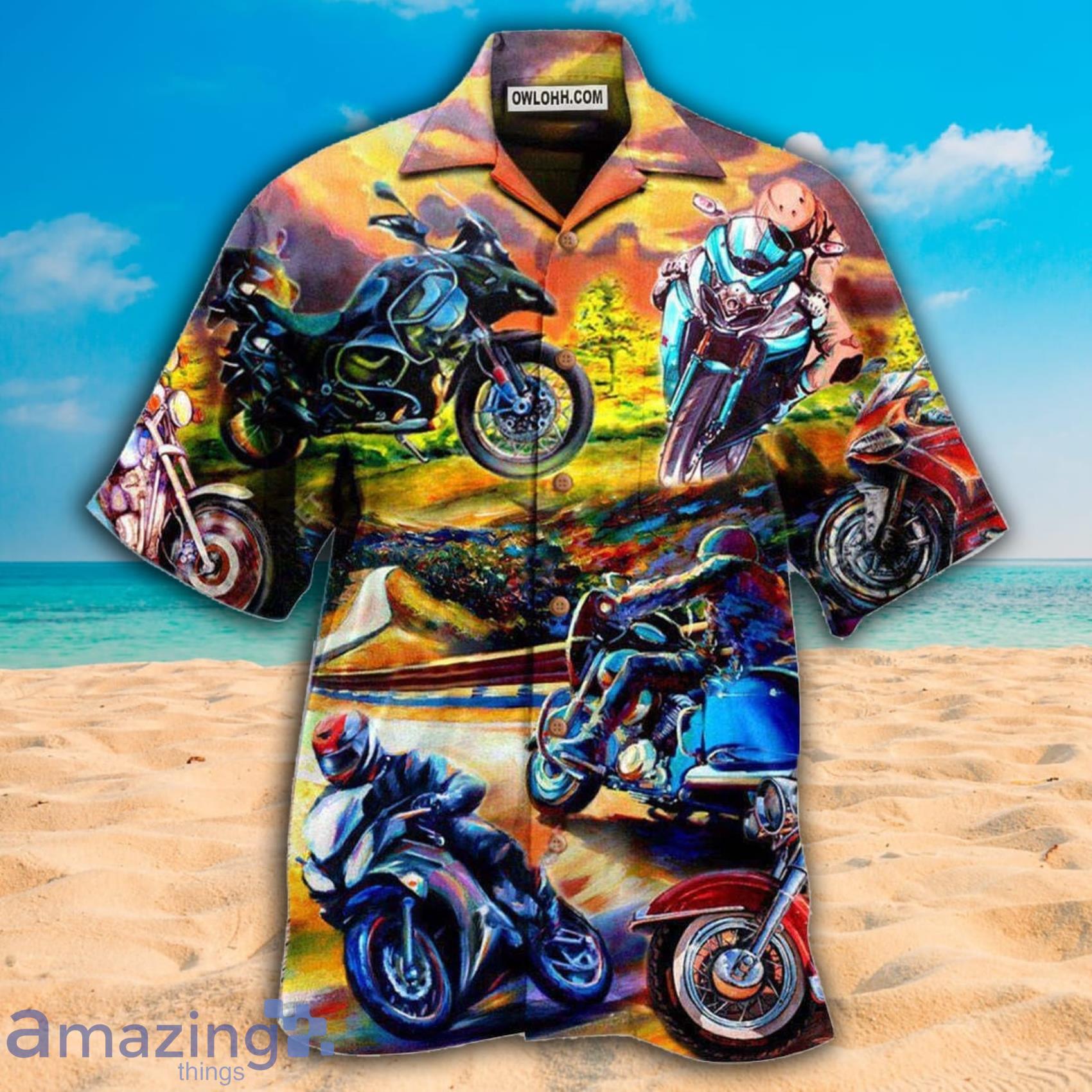 Motorcycle Under The Sunset Romantic Hawaiian Shirt For Men And Women image Motorcycle Under The Sunset Romantic Hawaiian Shirt For Men And Women Product Photo 2