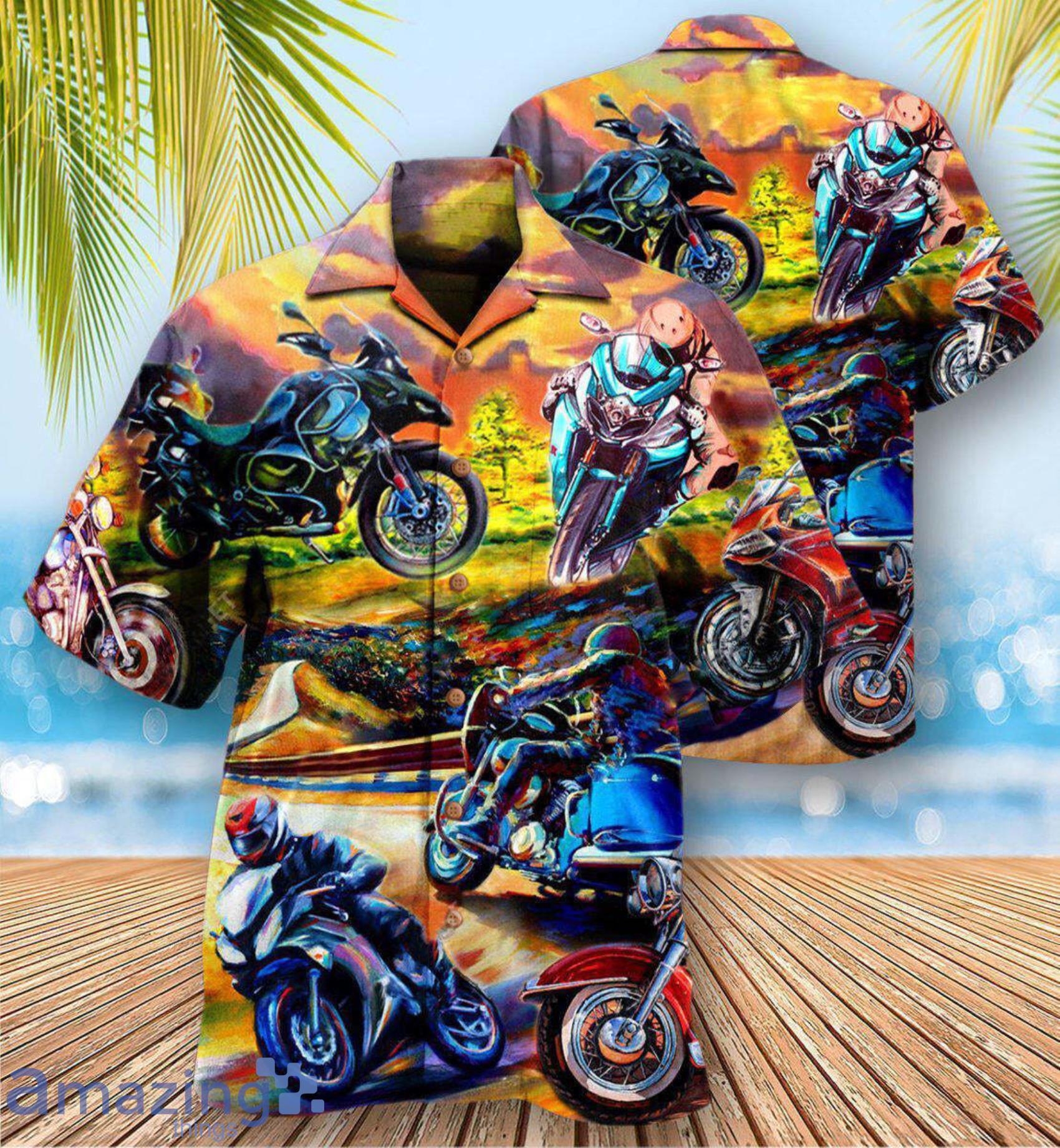Motorcycle Under The Sunset Romantic Hawaiian Shirt For Men And Women Product Photo 1