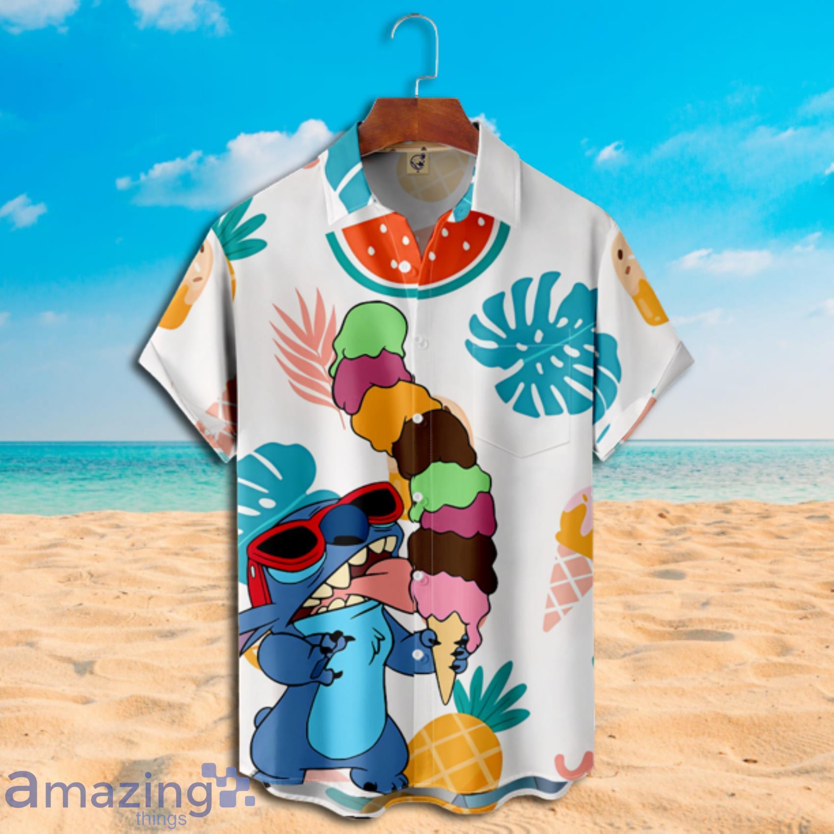 Movies Lilo And Stitch And Ice Cream Summer Short Sleeve Hawaiian Shirt image Movies Lilo And Stitch And Ice Cream Summer Short Sleeve Hawaiian Shirt Product Photo 3
