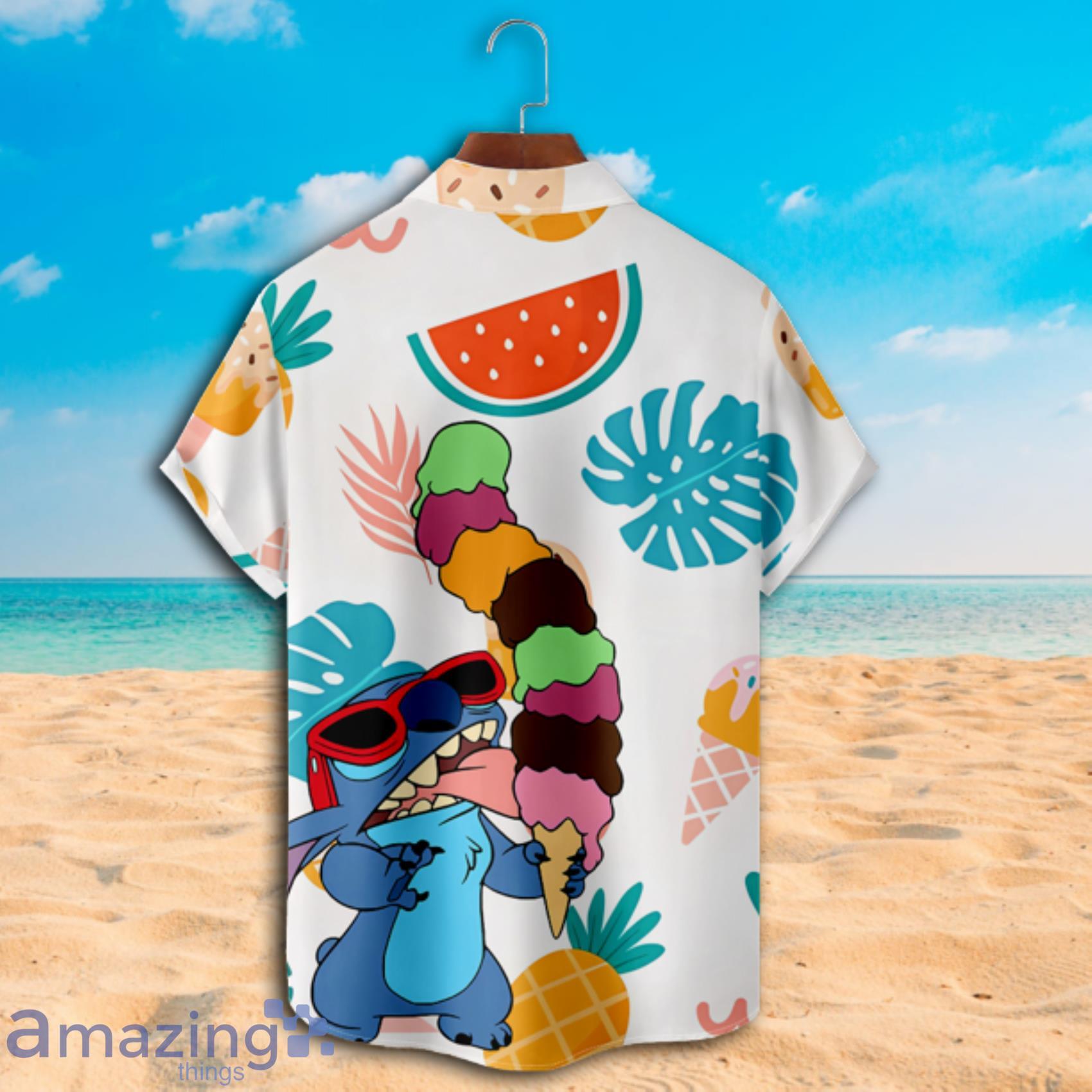 Movies Lilo And Stitch And Ice Cream Summer Short Sleeve Hawaiian Shirt Product Photo 1