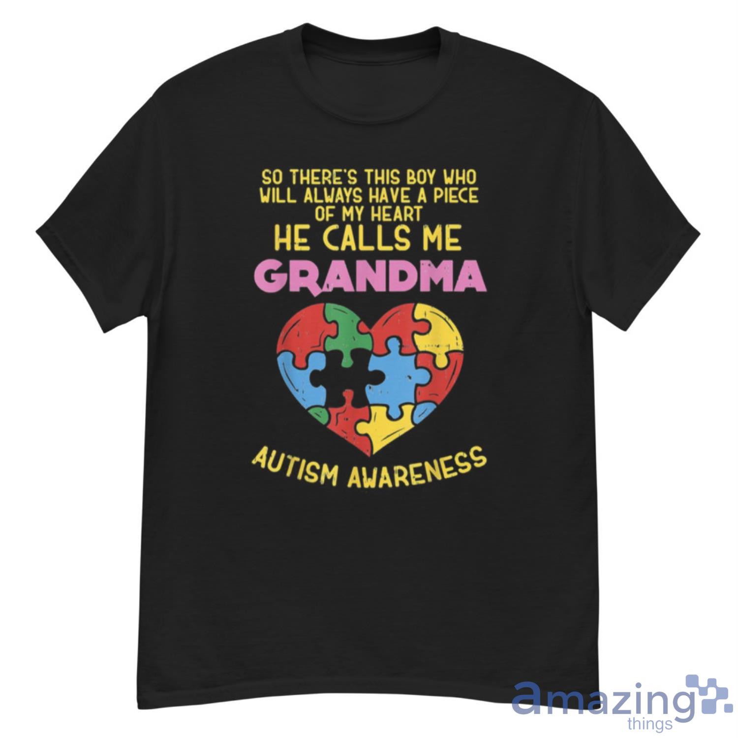 My Heart He Calls Me Grandma Autism Awareness T Shirt - G500 Men’s Classic T-Shirt