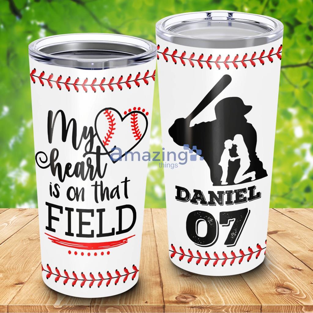 My Heart Is On That Field Custom Name & Number Tumbler - My Heart Is On That Field Custom Name & Number 20Oz Tumbler_1462