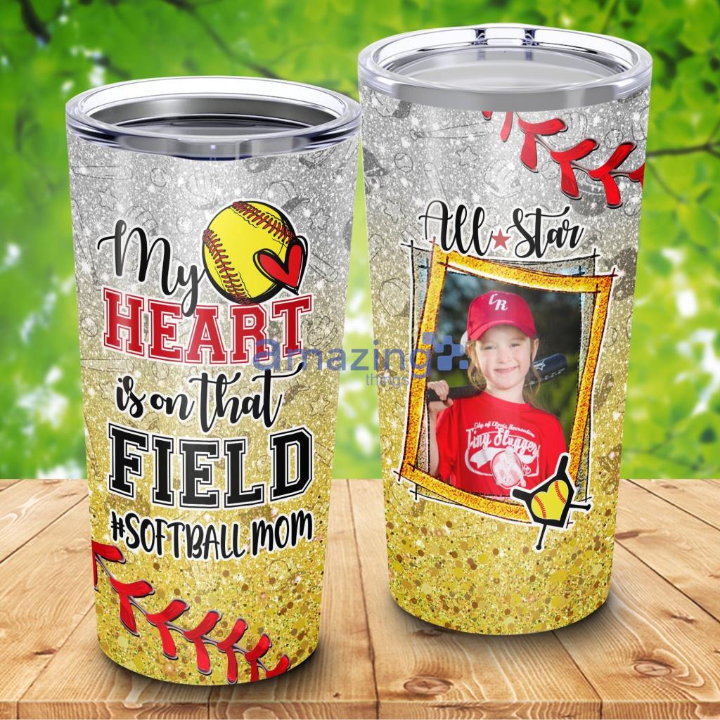 My Heart Is On That Field Softball Mom Custom Image Tumbler - My Heart Is On That Field Softball Mom Custom Image 20Oz Tumbler_3990