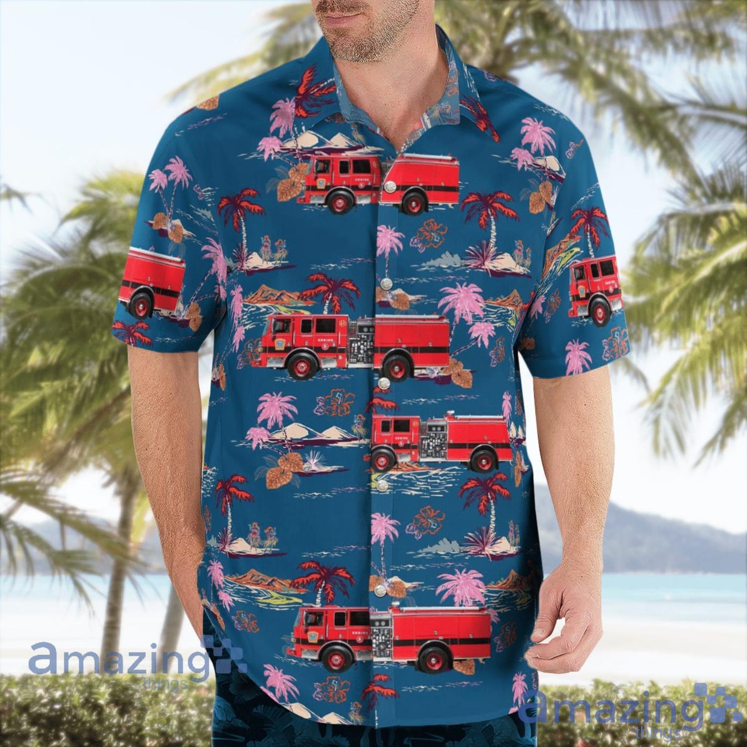 Nashua New Hampshire Nashua Fire Rescue Aloha Summer Gift Hawaiian Shirt image Nashua New Hampshire Nashua Fire Rescue Aloha Summer Gift Hawaiian Shirt Product Photo 3