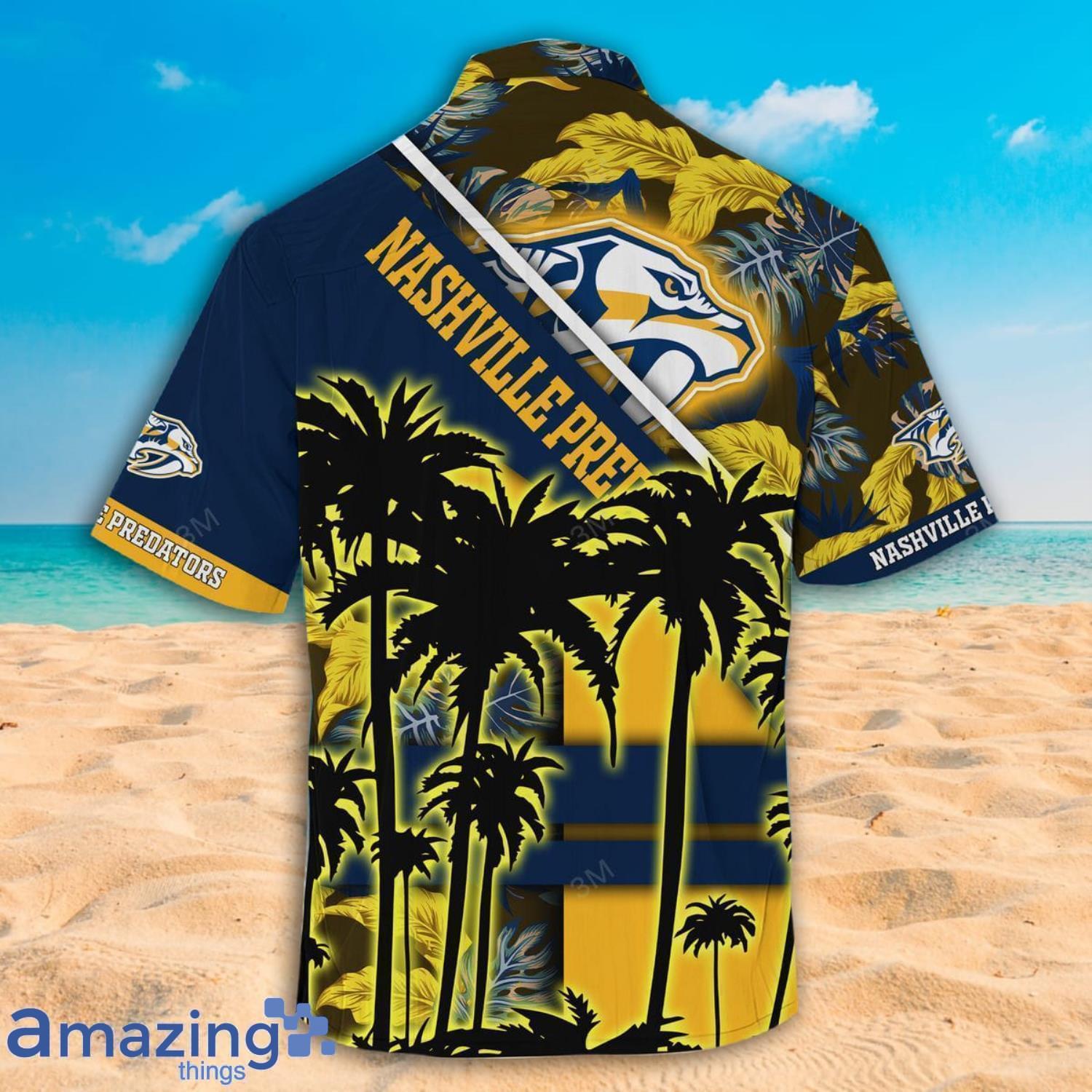 Nashville Predators NHL Coconut Tree And Tropical Pattern Hawaiian Shirt And Shorts image Nashville Predators NHL Coconut Tree And Tropical Pattern Hawaiian Shirt And Shorts Product Photo 3