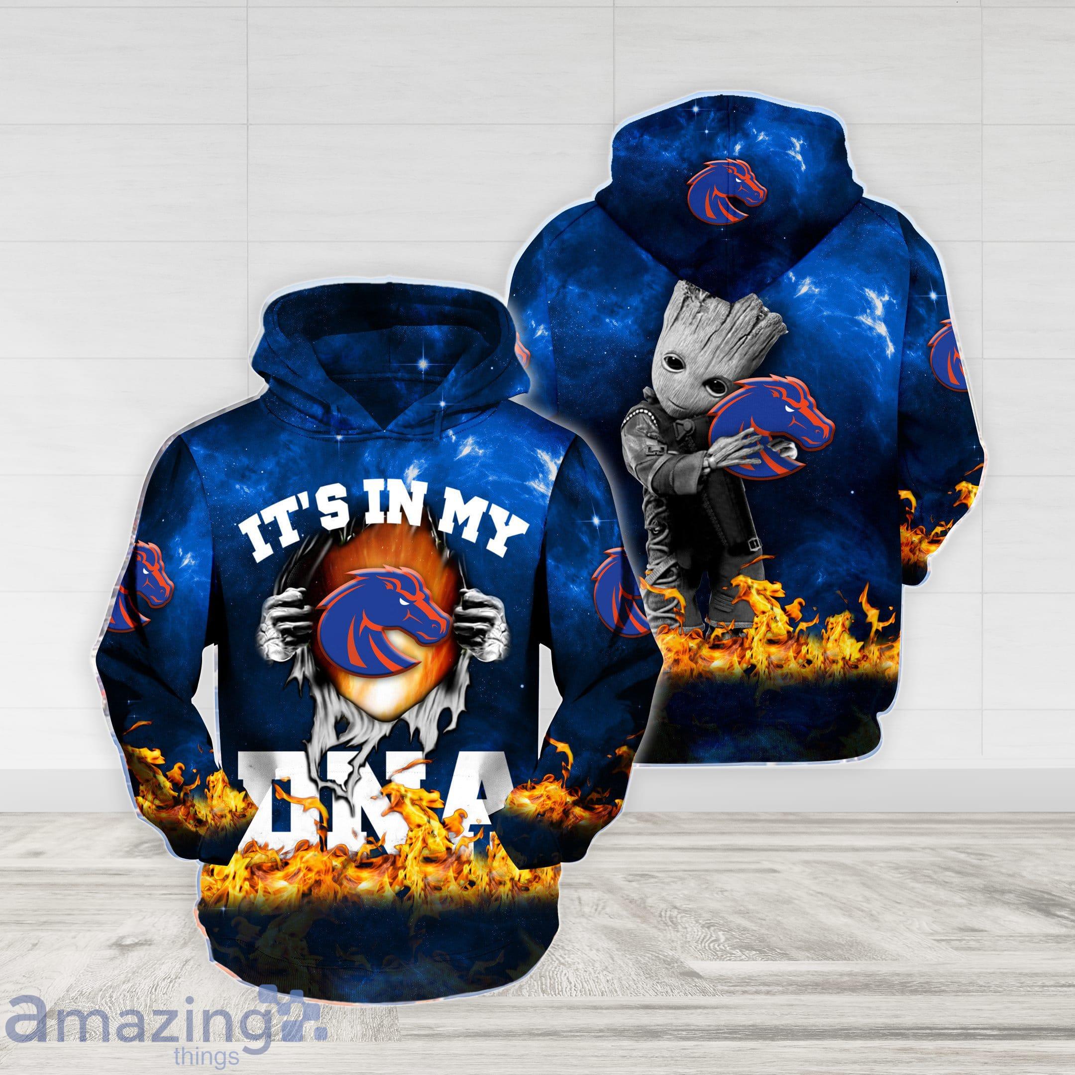 NCAA Boise State Broncos It's Im My DNA Groot Fire 3D Hoodie Product Photo 1