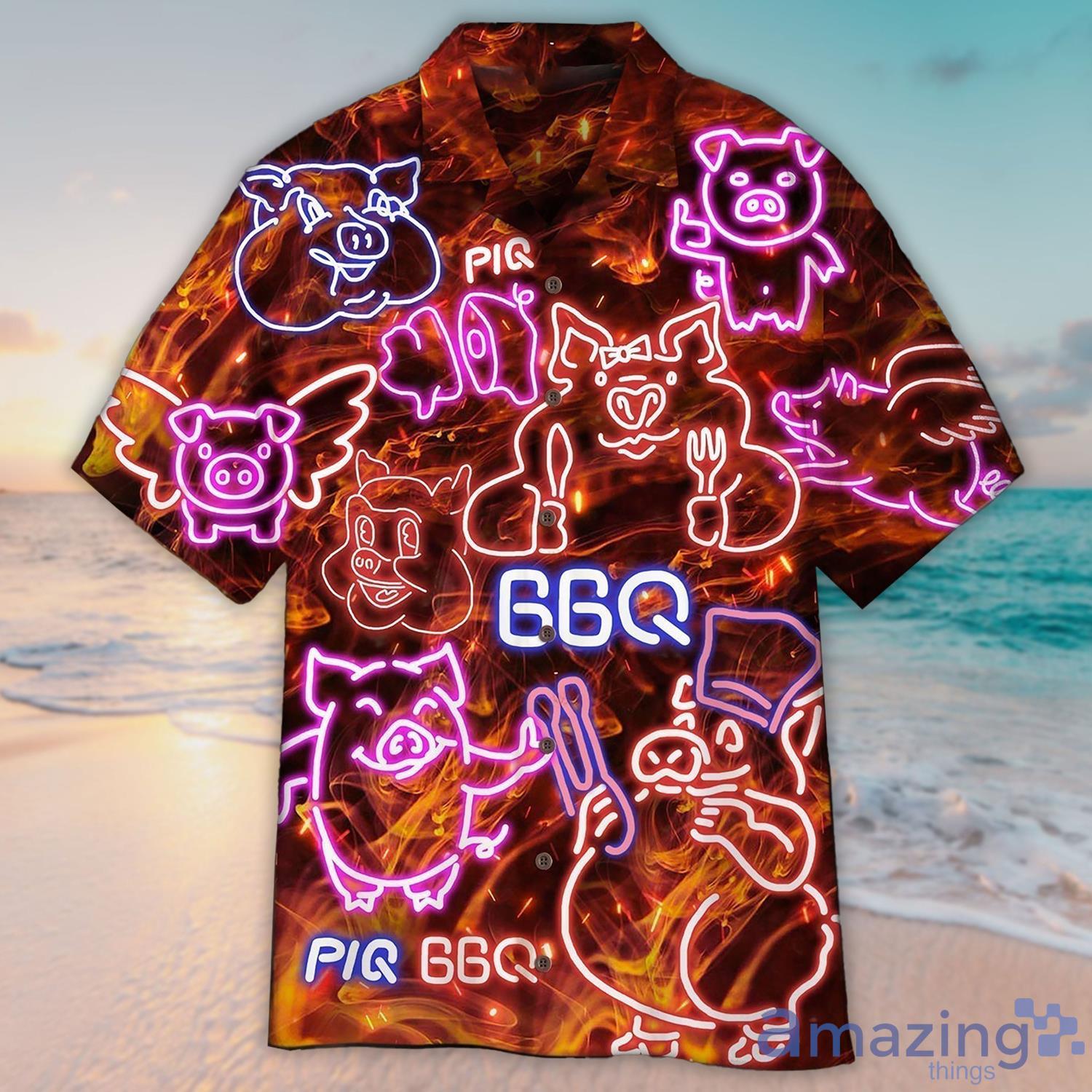 Neon Pig BBQ Aloha Hawaiian Shirts For Men - Unisex Neon Pig BBQ Aloha Hawaiian Shirts For Men, Short Sleeve Hawaiian Aloha Shirt_1 Neon Pig BBQ Aloha Hawaiian Shirts For Men - Unisex Neon Pig BBQ Aloha Hawaiian Shirts For Men, Short Sleeve Hawaiian Aloha Shirt_1