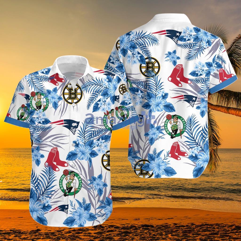 New England Patriots, Boston Bruins Tropical Hawaiian Shirt For Men And Women - New England Patriots, Boston Bruins Tropical Hawaiian Shirt For Men And Women