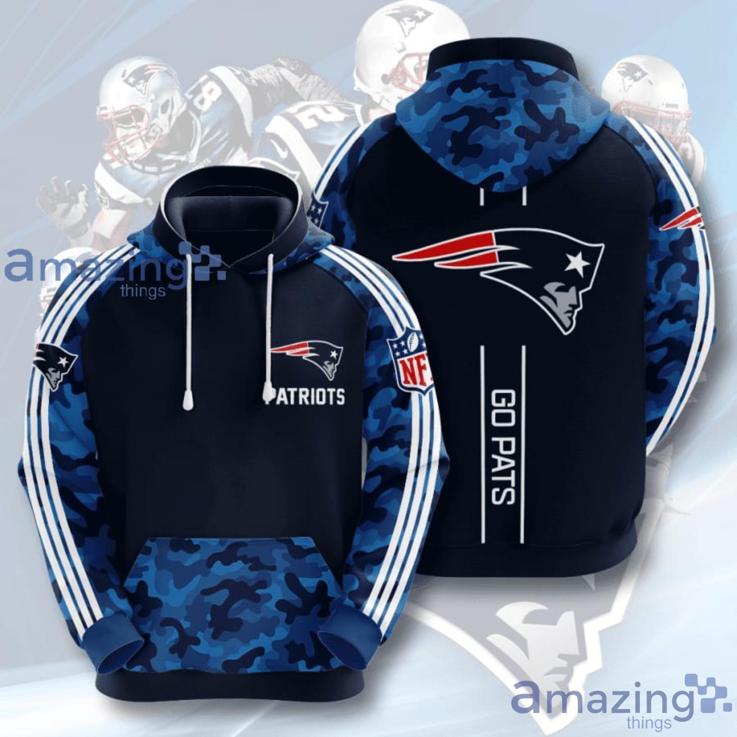 New England Patriots Camo Pattern 3D Hoodie