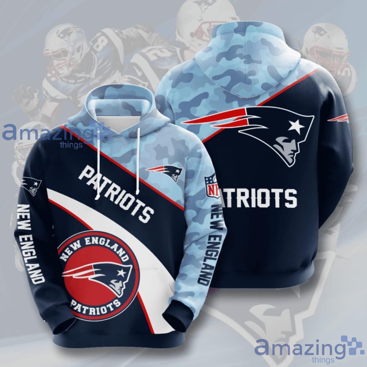 New England Patriots Camo Pattern 3D Hoodie