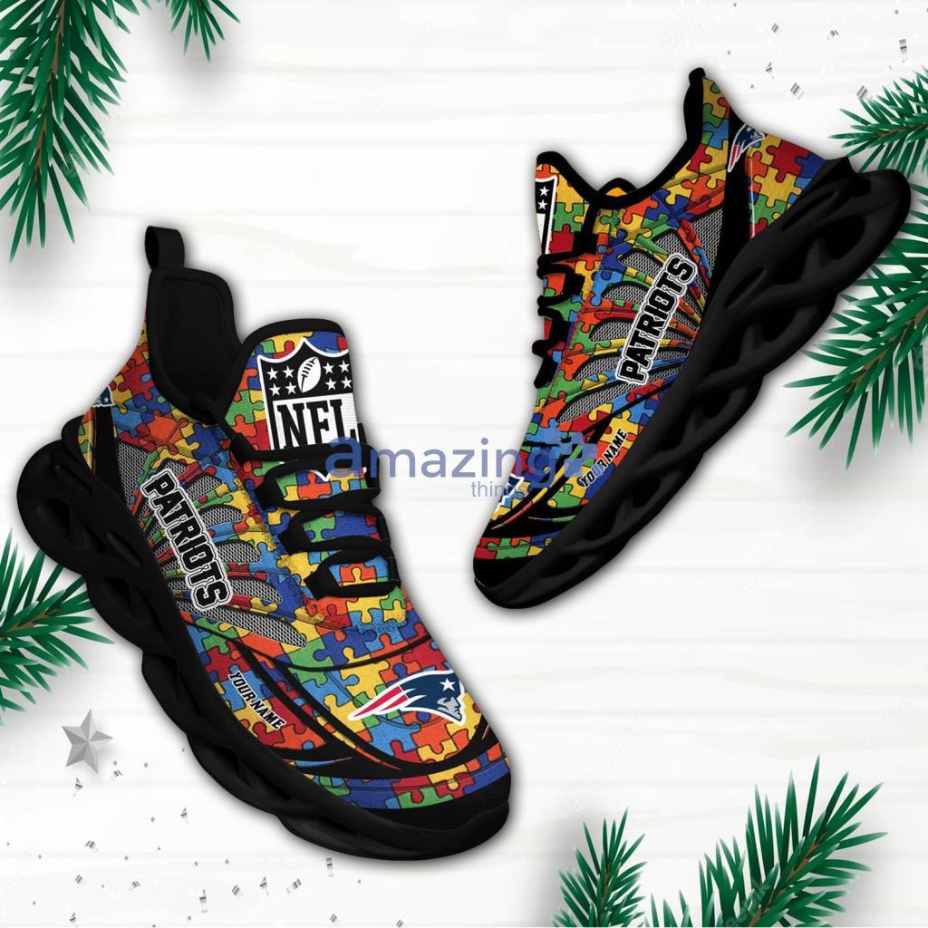 New England Patriots NFL Custom Name Autism Max Soul Shoes For Fans - New England Patriots NFL Custom Name Autism Max Soul Shoes For Fans