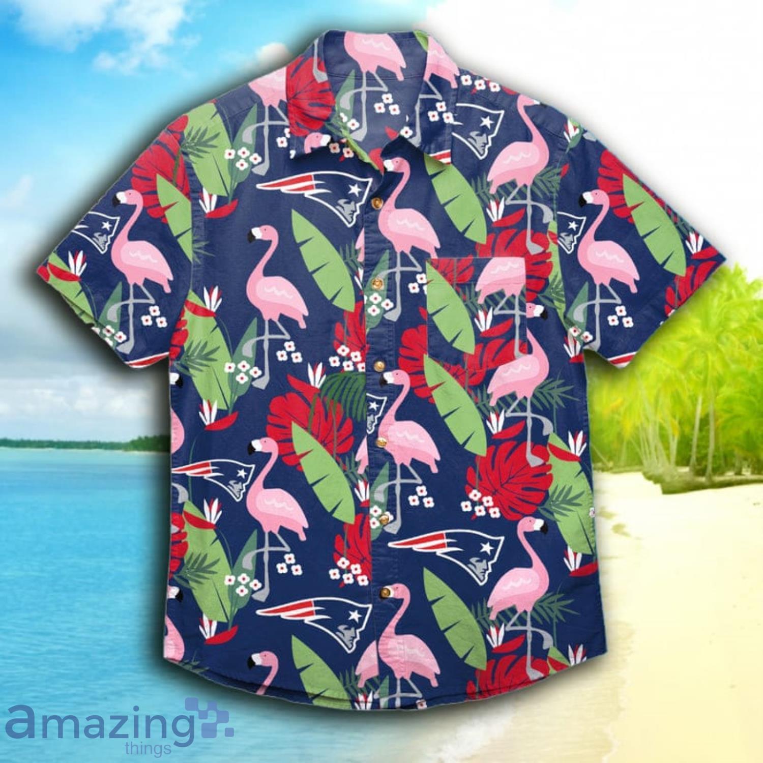 New England Patriots Nfl Mens Floral Short Sleeve Hawaiian Shirt Product Photo 1