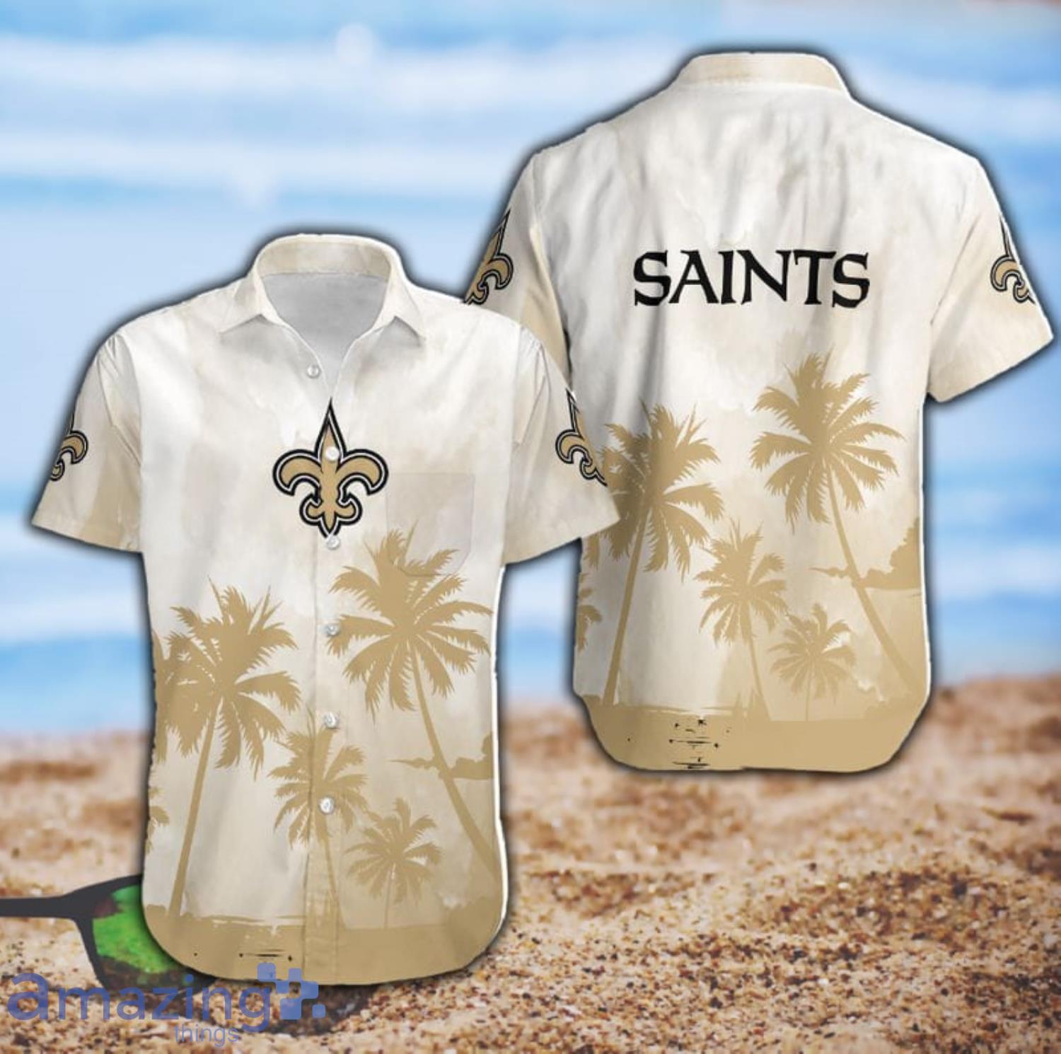 New Orleans Coconut Trees NFL Short Sleeve Hawaiian Shirt Product Photo 1