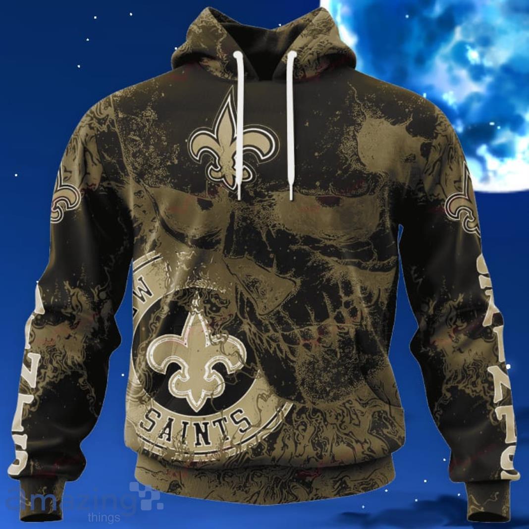 New Orleans Saints NFL Custom Name And Number Skull Halloween Gift For Fan 3D Hoodie Product Photo 1