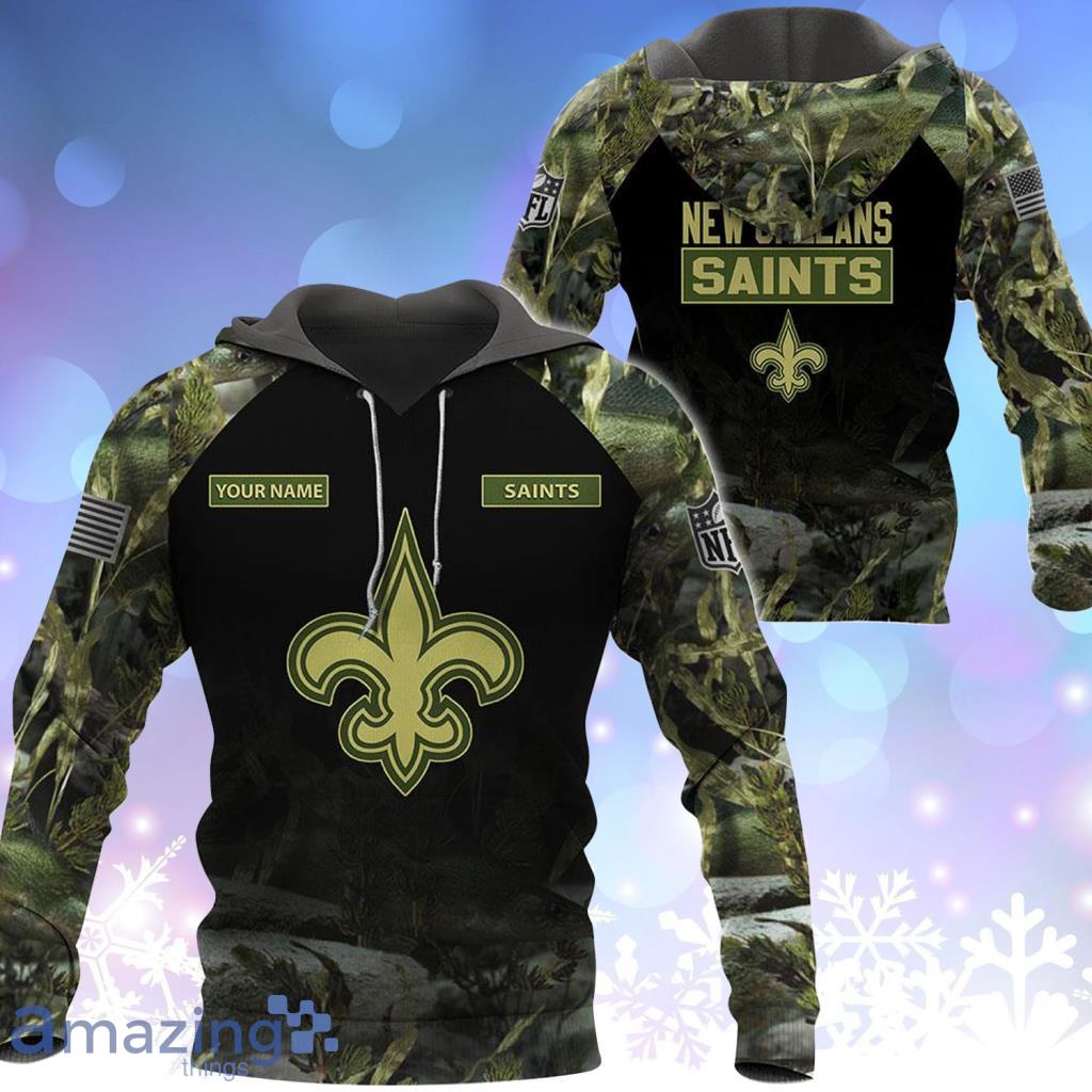 New Orleans Saints NFL Personalized Your Name Fishing Camo Hoodie 3D All  Over Print