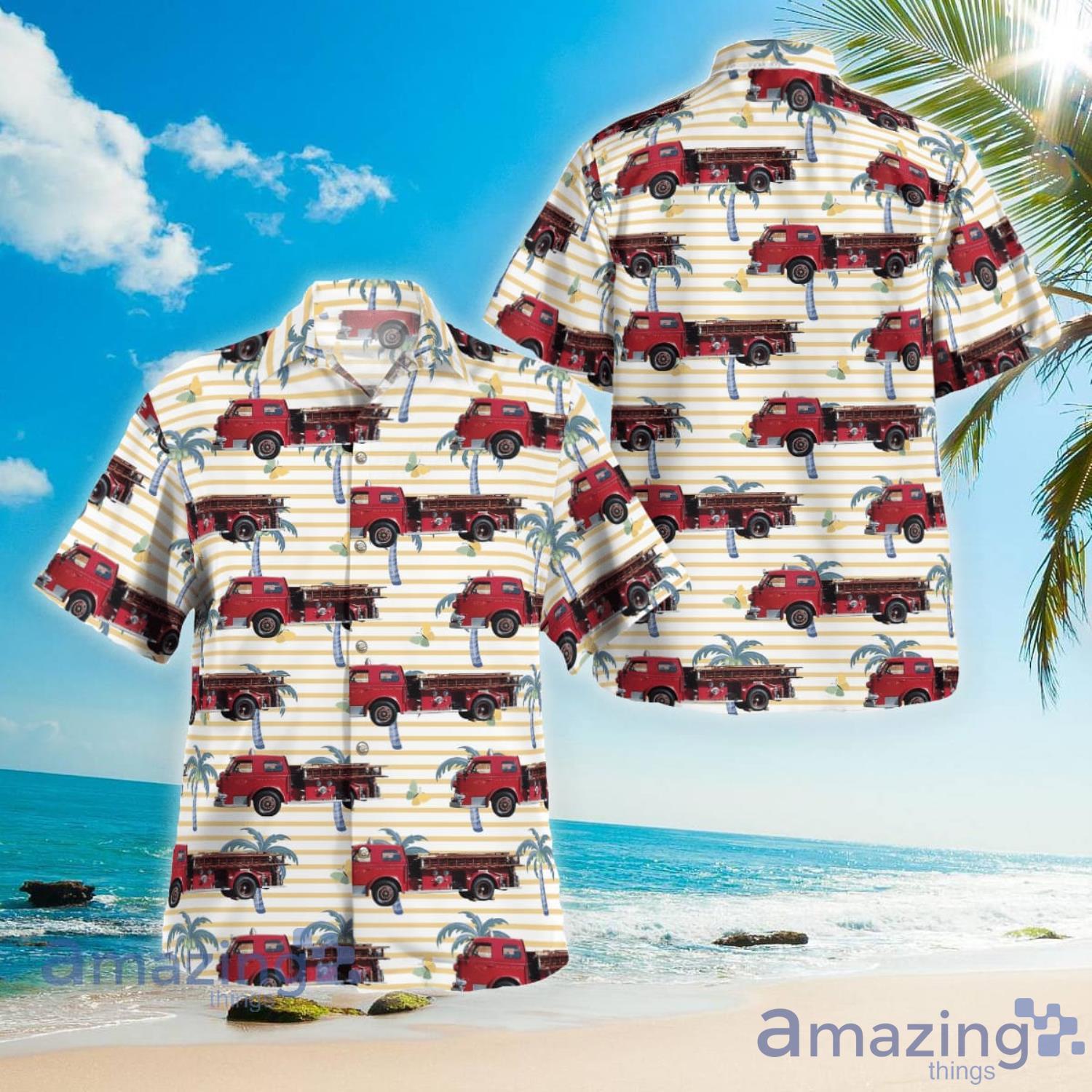 New Philadelphia Ohio City of New Philadelphia Fire Department 1949 LaFrance Aloha Summer Gift Hawaiian Shirt Product Photo 1