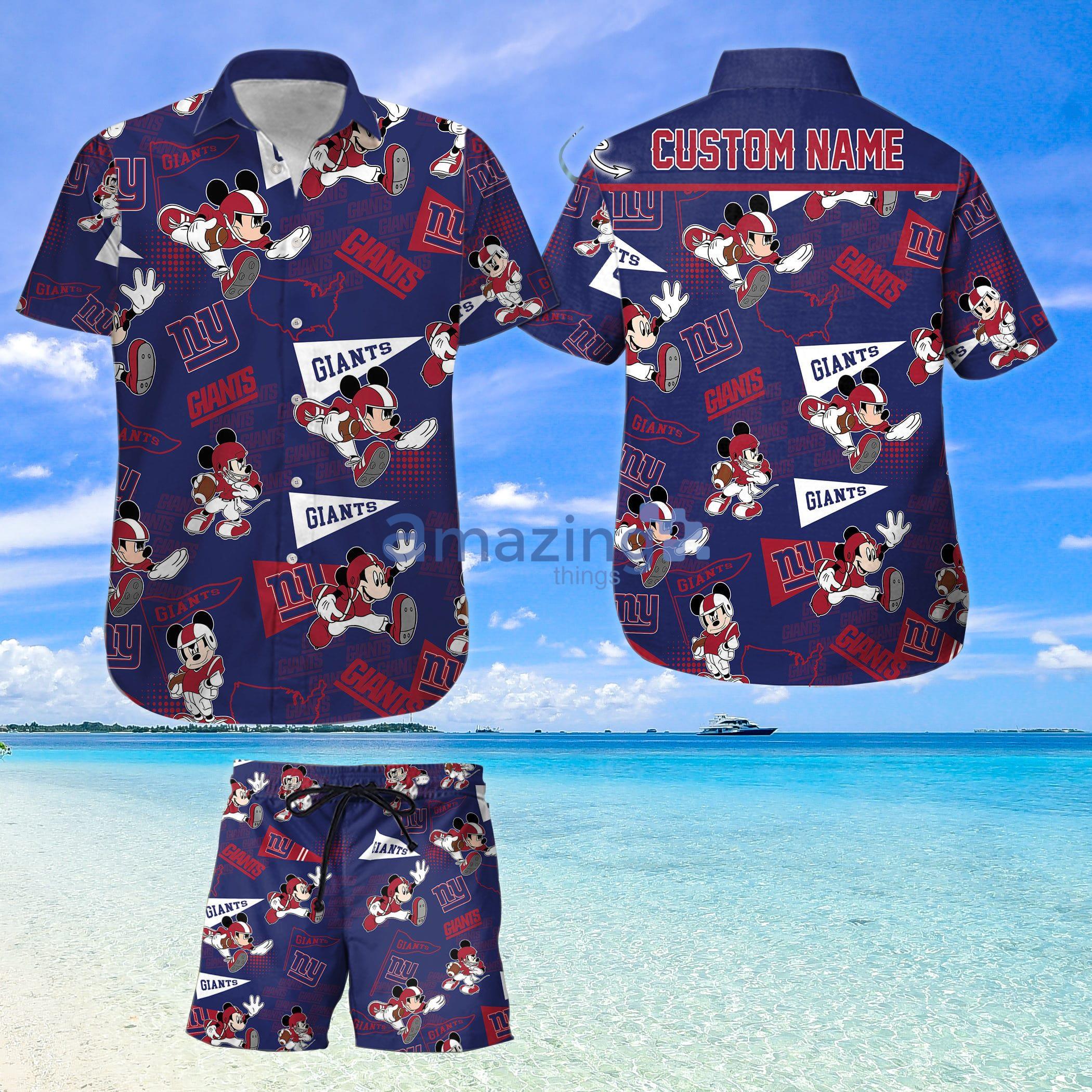 New York Giants NFL Mickey Mouse Custom Name Hawaiian Shirt