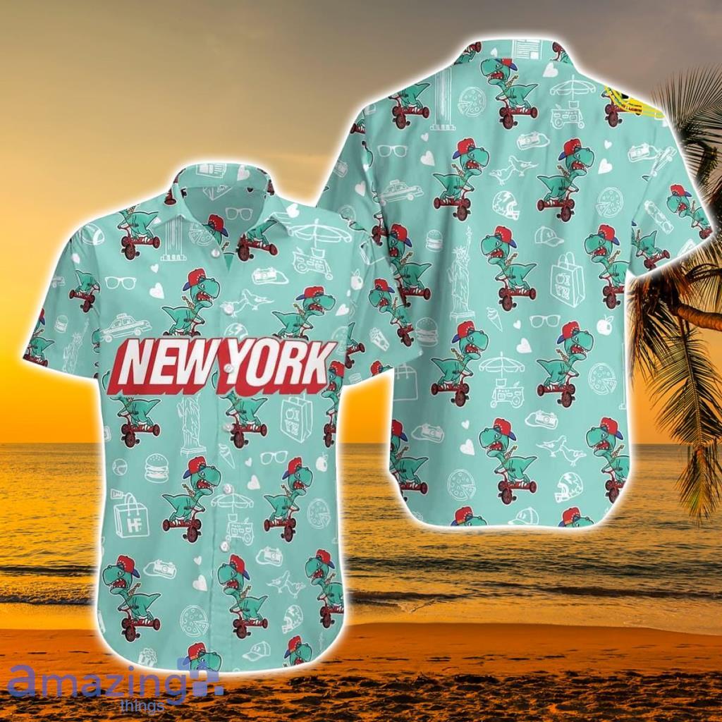New York T Rex Dinosaur Hawaiian Shirt - New York T Rex Dinosaur Hawaiian Shirt_4788