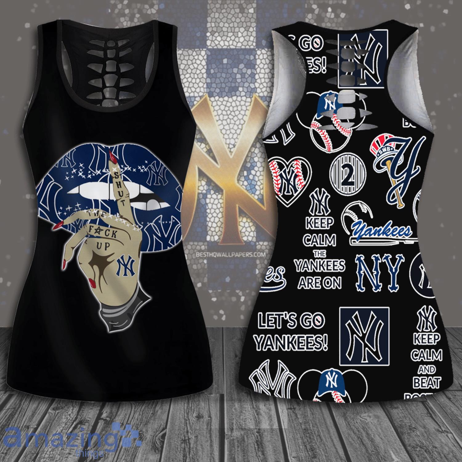 New York Yankees STFU Lips All Over Print 3D Combo Hollow Tank Top And  Leggings For Women