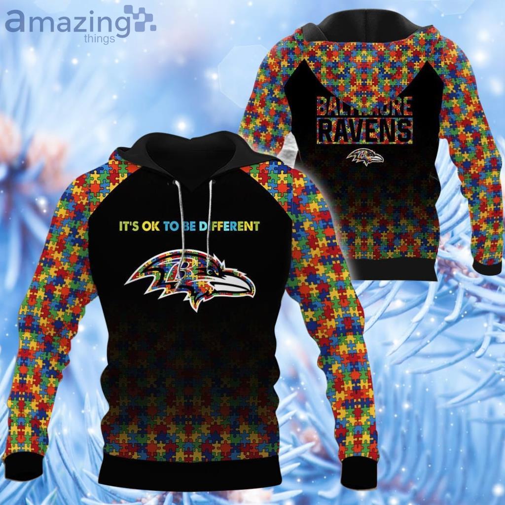 NFL Baltimore Ravens-Autism Fabric Hoodie 3D All Over Print - NFL Baltimore Ravens-Autism Fabric Hoodie 3D All Over Print