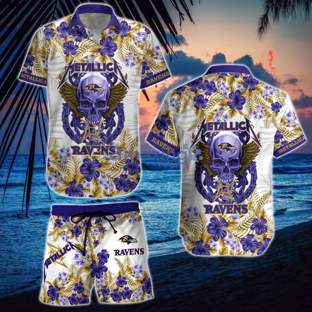 Baltimore Ravens Button-Down Shirts Men Hawaiian Beach Shirts Fans Short  Sleeve