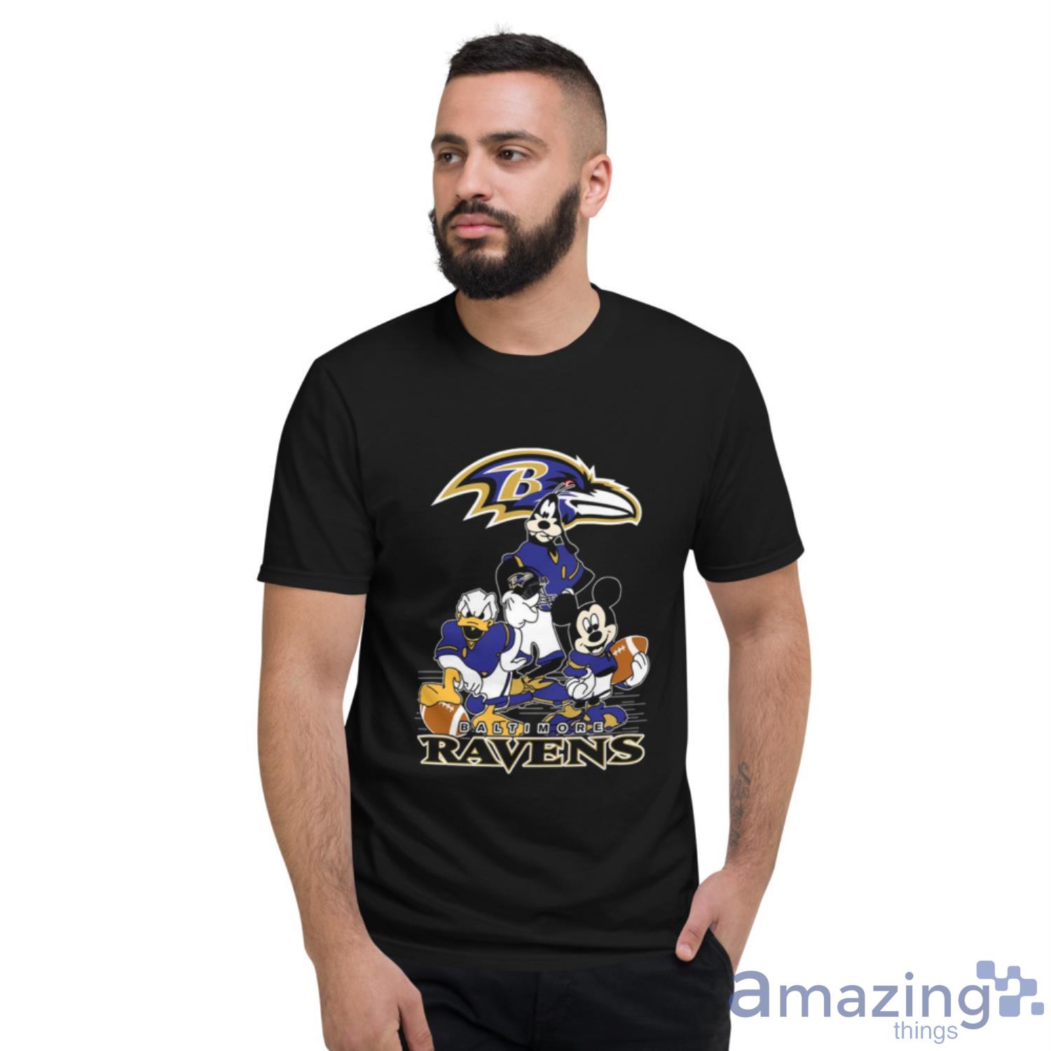 Mickey Donald Goofy The Three Baltimore Ravens Football T-Shirt