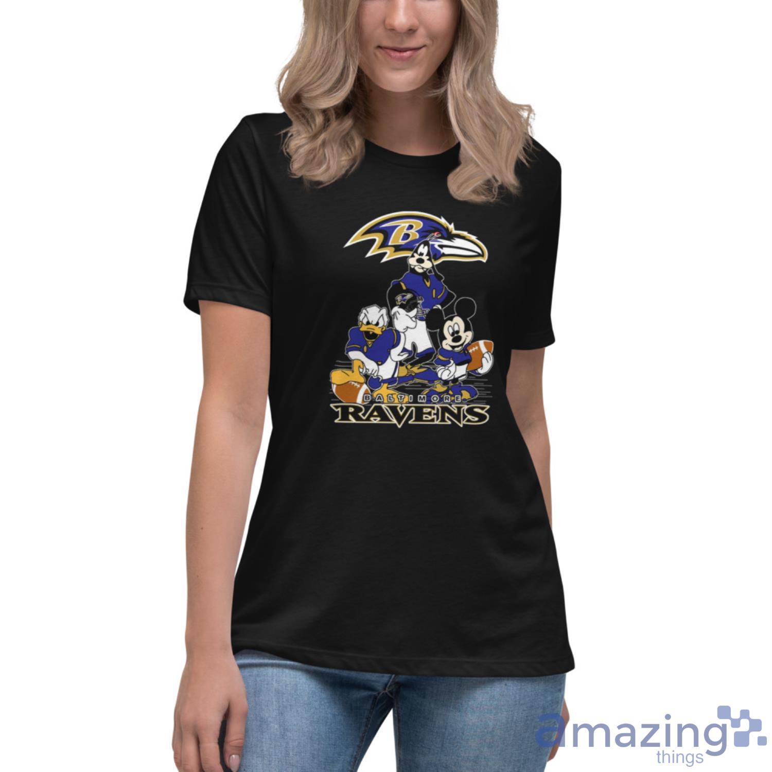 NFL Baltimore Ravens Mickey Mouse Donald Duck Goofy Football Shirt T Shirt