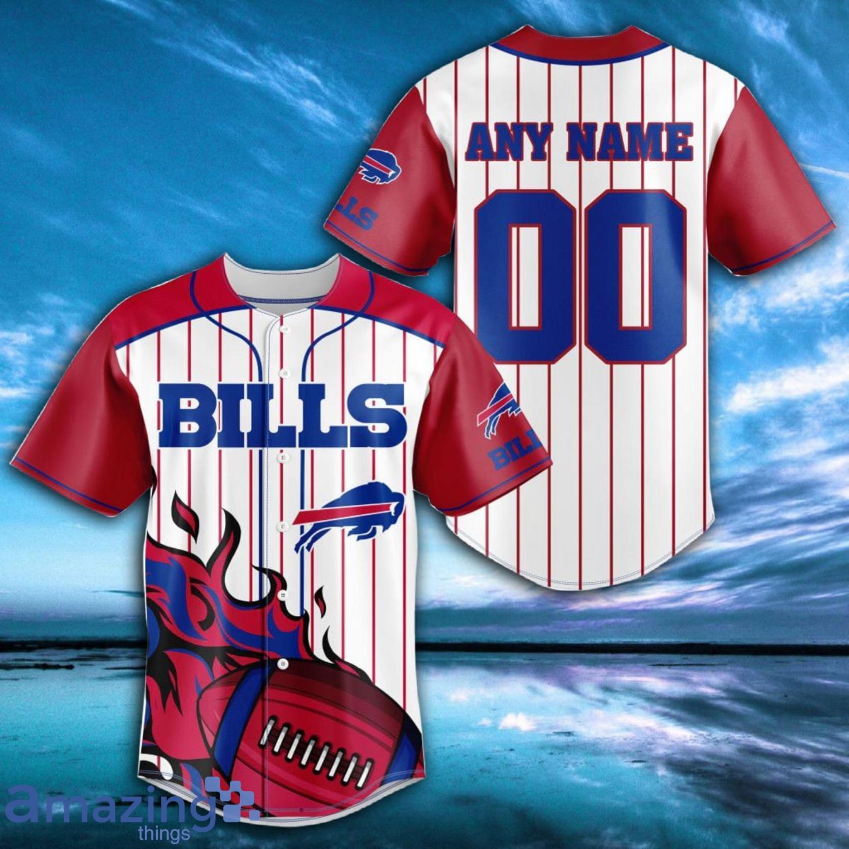 NFL Buffalo Bills Custom Name And Number FireBall Baseball Jersey