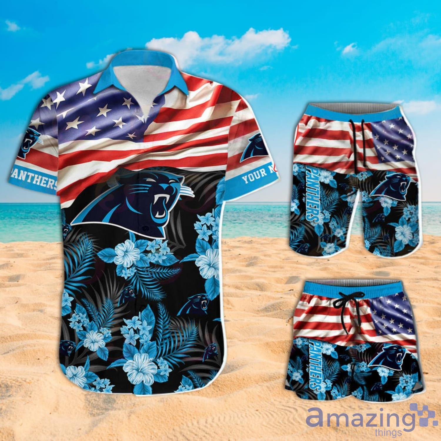 Carolina Panthers Flag American Hawaiian Shirt