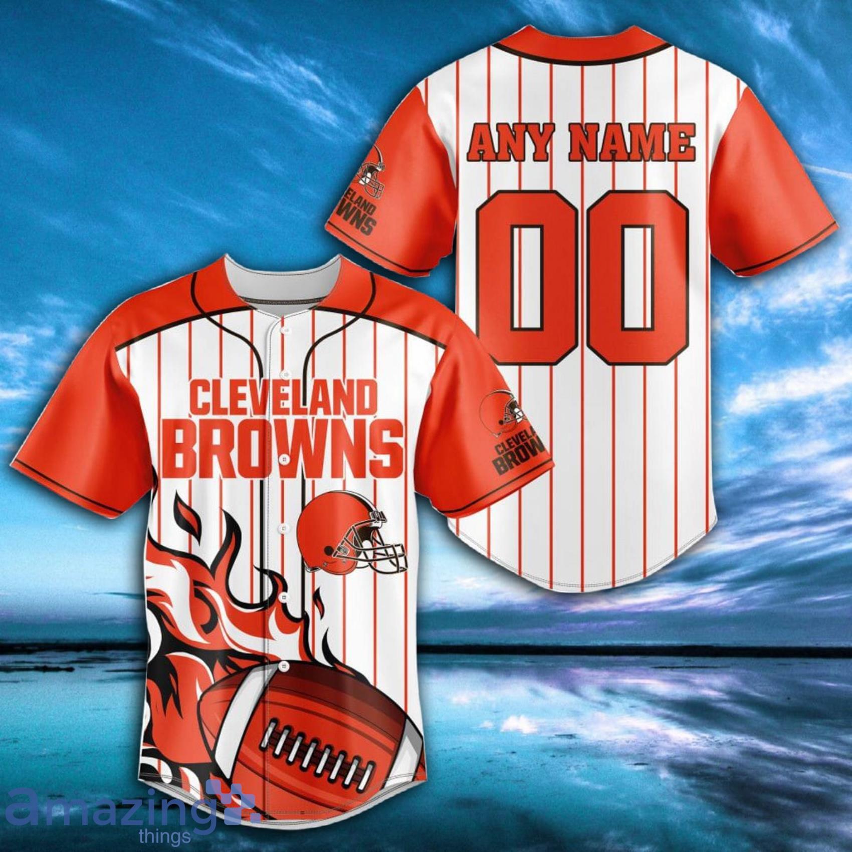 NFL Cleveland Browns Custom Name And Number FireBall Baseball Jersey