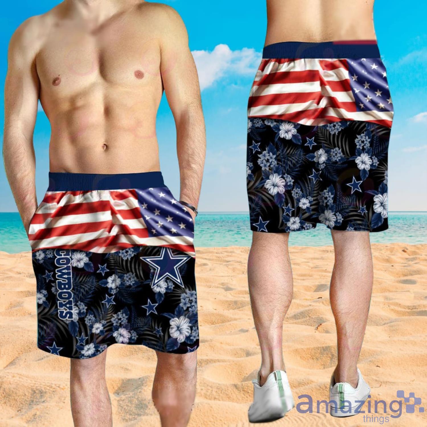 NFL Dallas Cowboys Custom Name American Flag Short Sleeve Hawaiian Shirt And Short image NFL Dallas Cowboys Custom Name American Flag Short Sleeve Hawaiian Shirt And Short Product Photo 3
