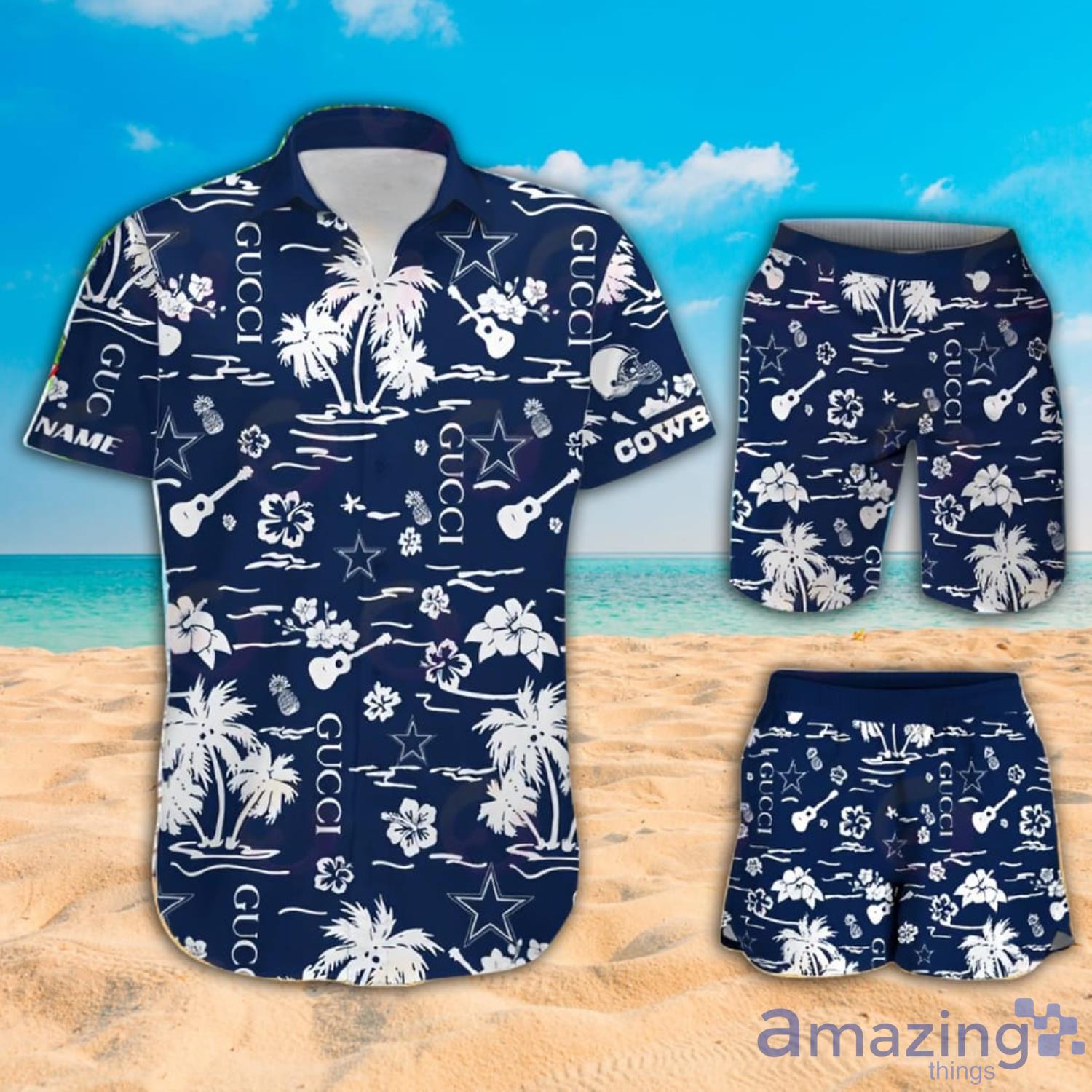 NFL Dallas Cowboys Gucci And Tropical Pattern Hawaiian Shirt And Beach Short Product Photo 1