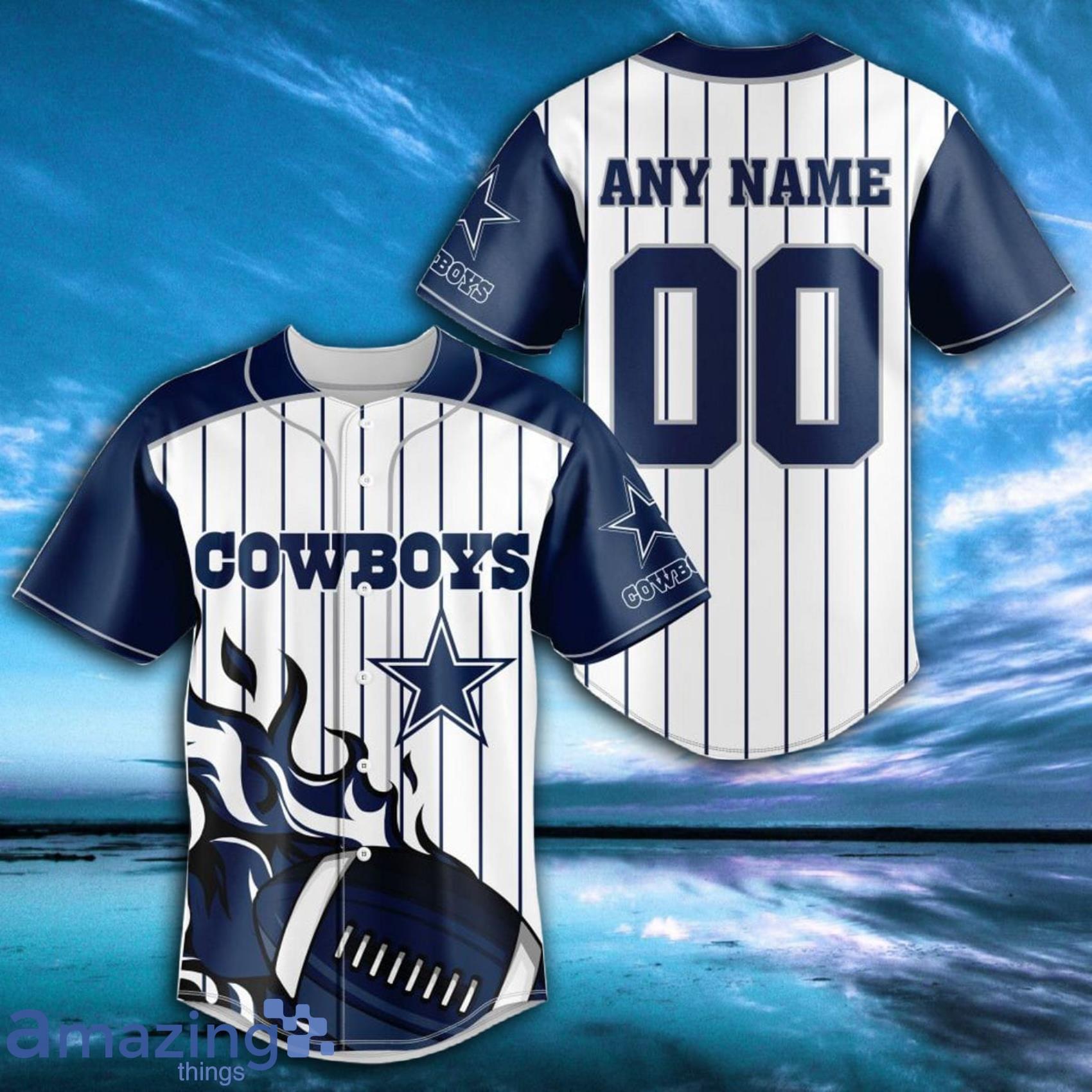 NFL Dallas Cowboysls Custom Name And Number FireBall Baseball Jersey Product Photo 1