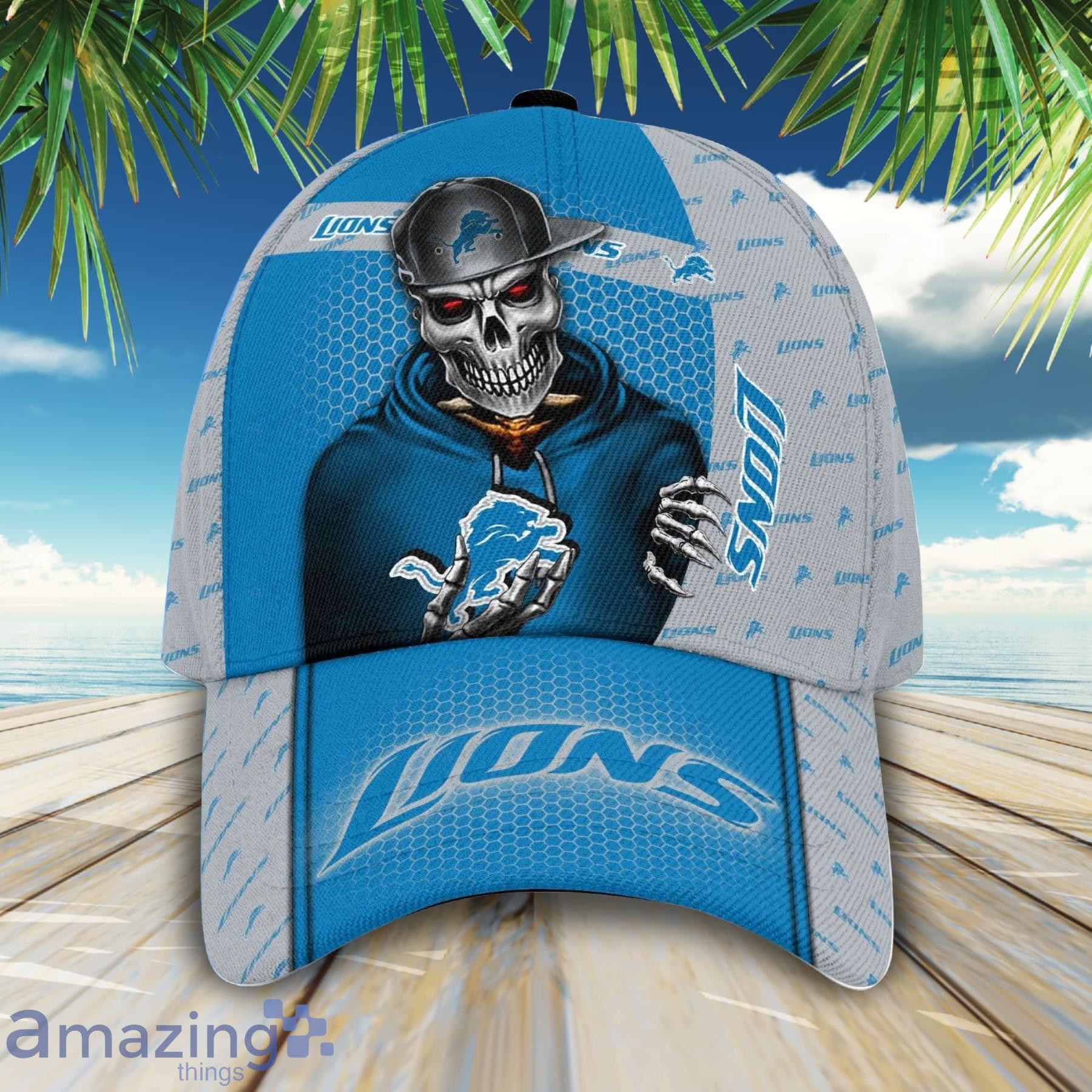 Detroit Lions Personalized NFL Skull Cap V2 3D Gift For Fans