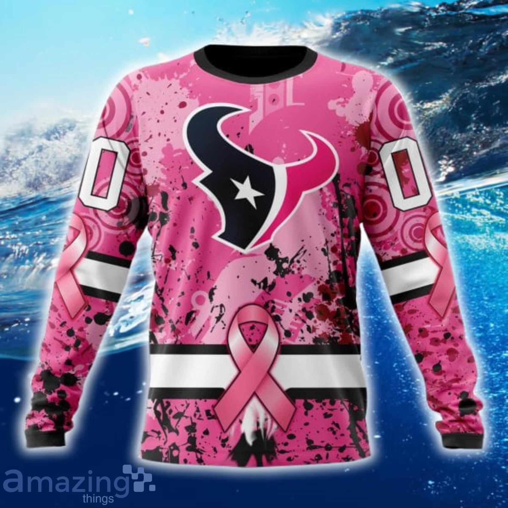NFL Houston Texans Custom Name And Number I Pink I Can Pink Breast Cancer  All Over Print 3D Shirt