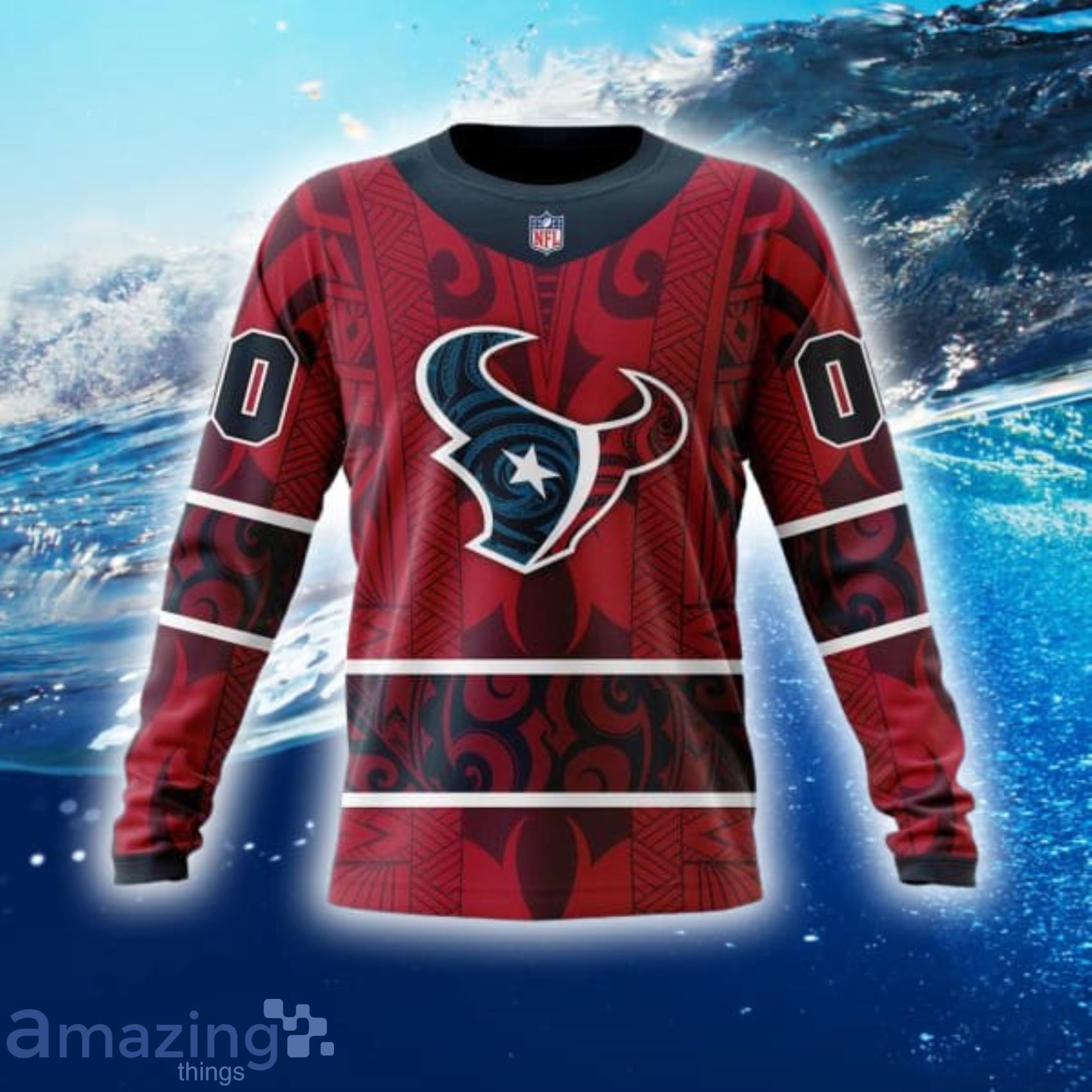 NFL Houston Texans Custom Name And Number Native With Samoa Culture All  Over Print 3D Shirt