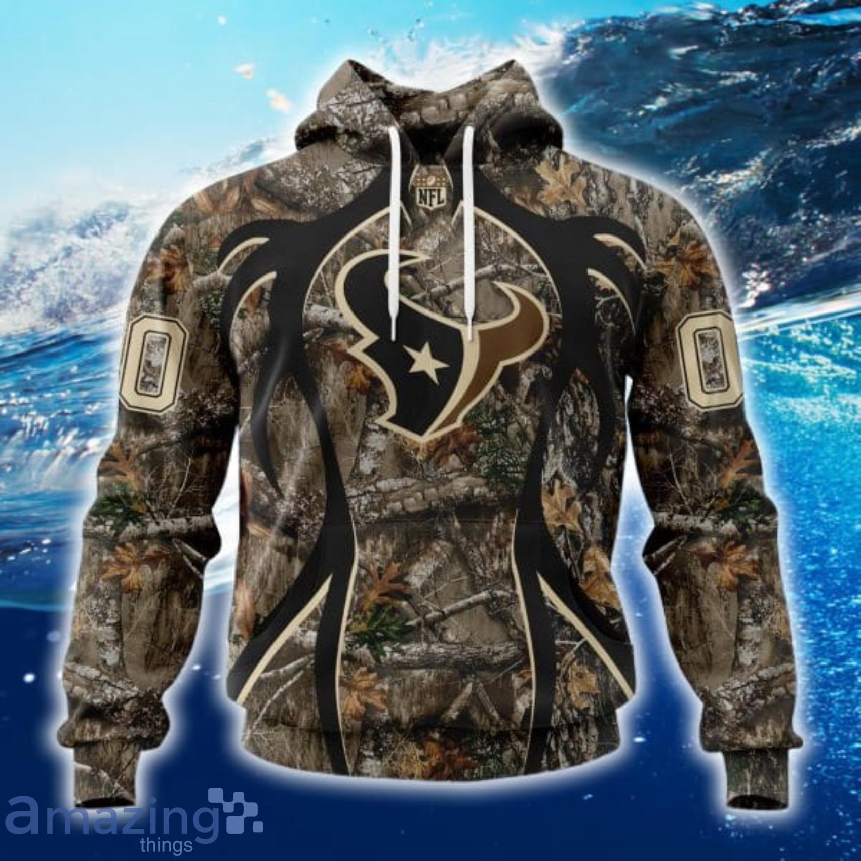 NFL Houston Texans Custom Name And Number Speicla Camo Realtree Hunting All Over Print 3D Shirt Product Photo 1