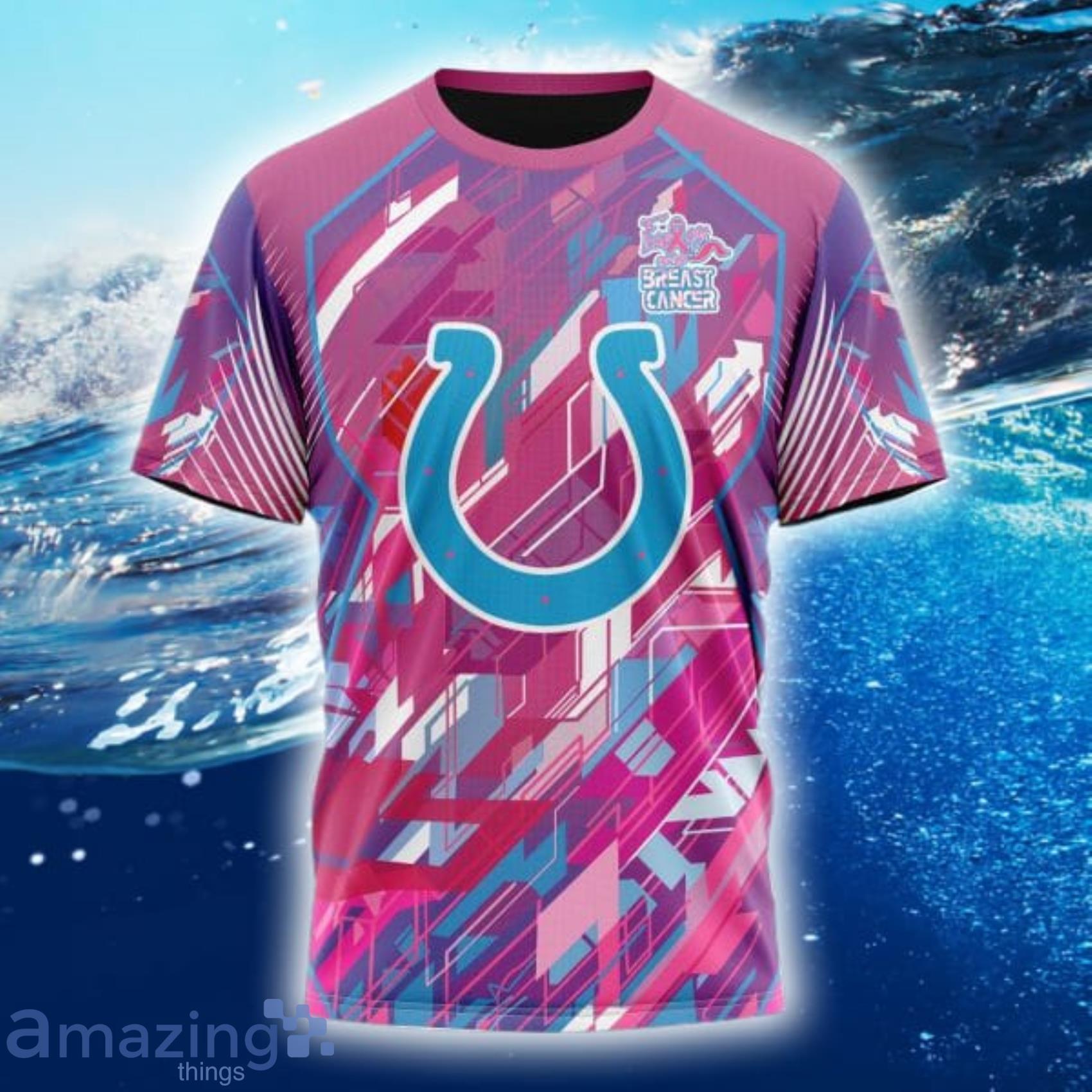 NFL Indianapolis Colts Custom Name And Number I Pink I Can Breast Cancer  All Over Print 3D Shirt