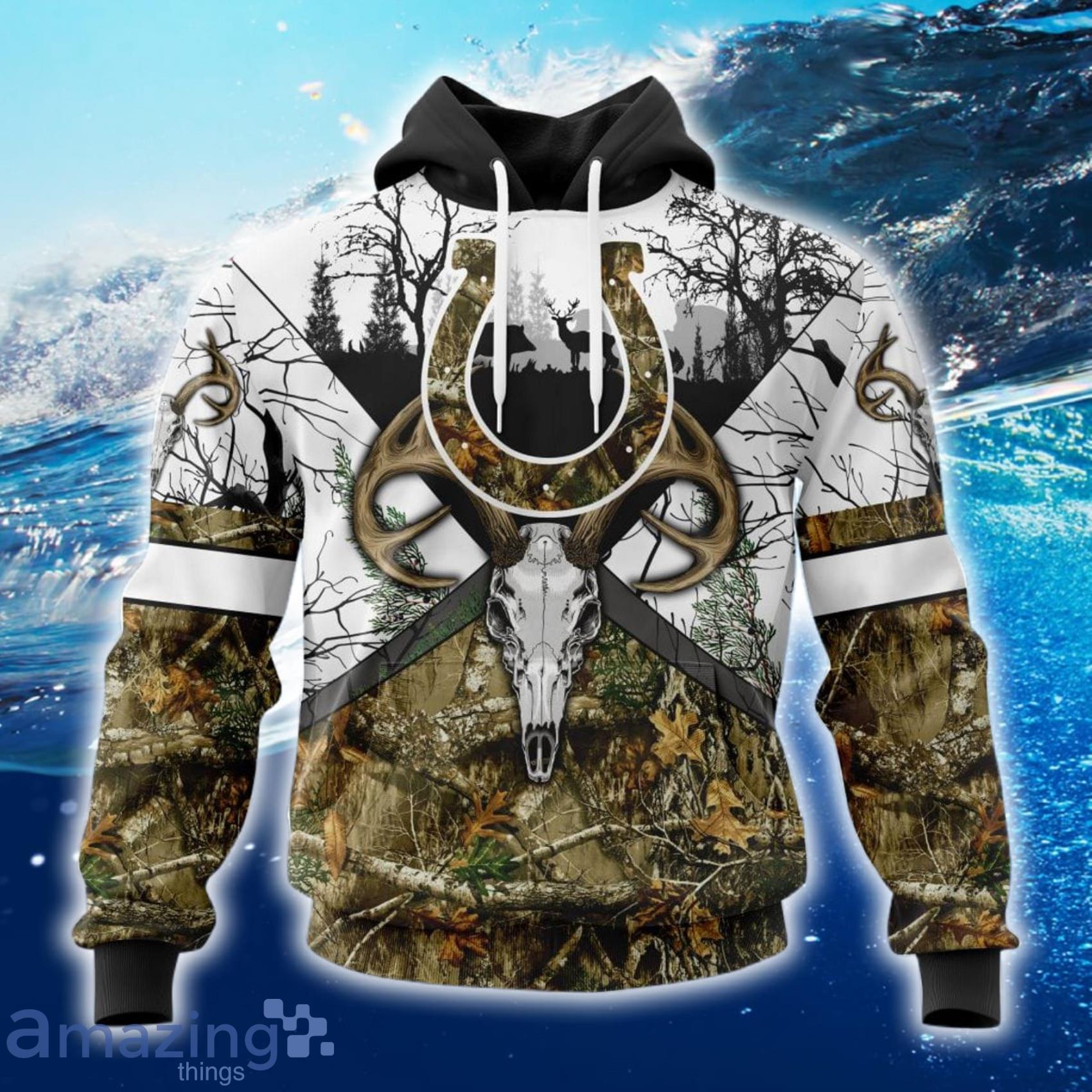 NFL Indianapolis Colts Custom Name And Number Wih Deer Skull Go Hunting All Over Print 3D Shirt Product Photo 1