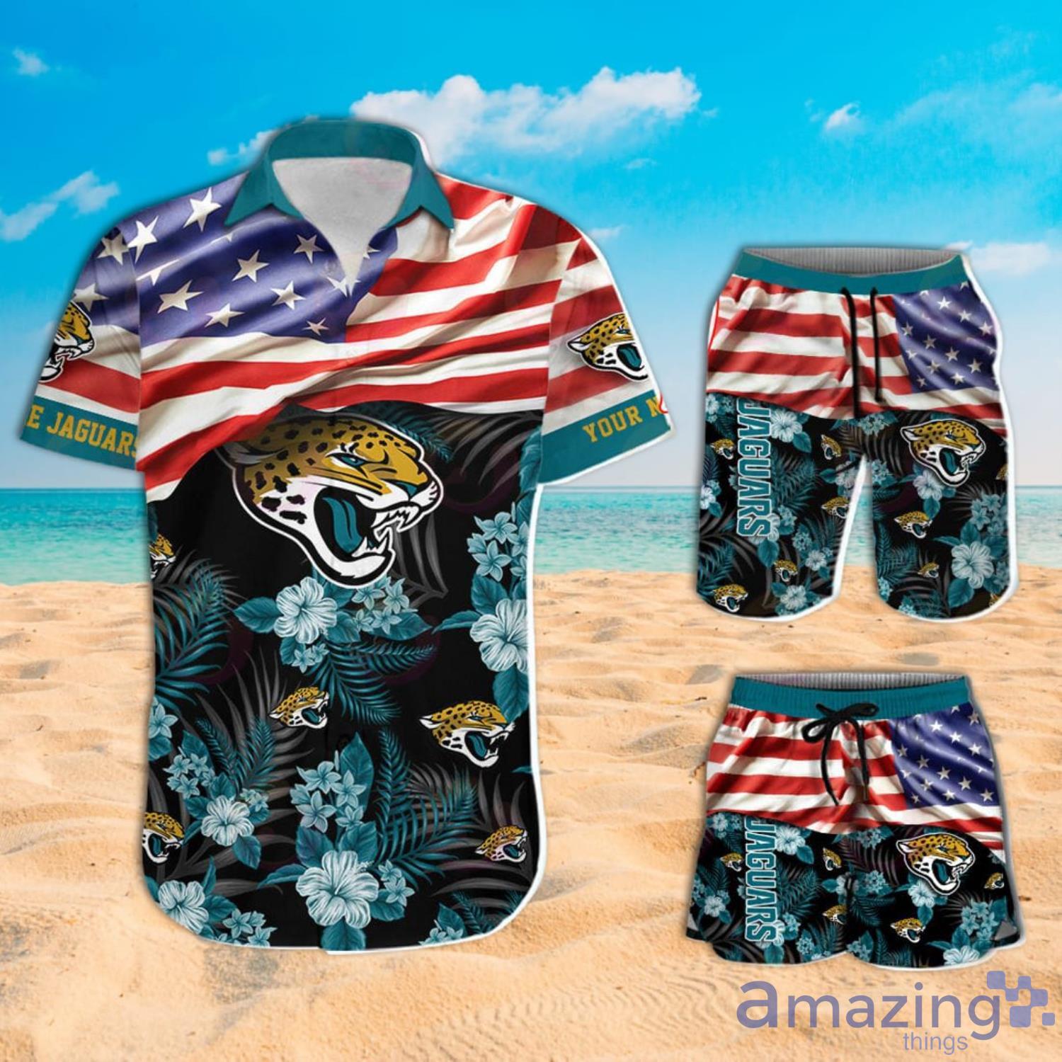 Jacksonville Jaguars Logo American Flag 3D T-Shirts