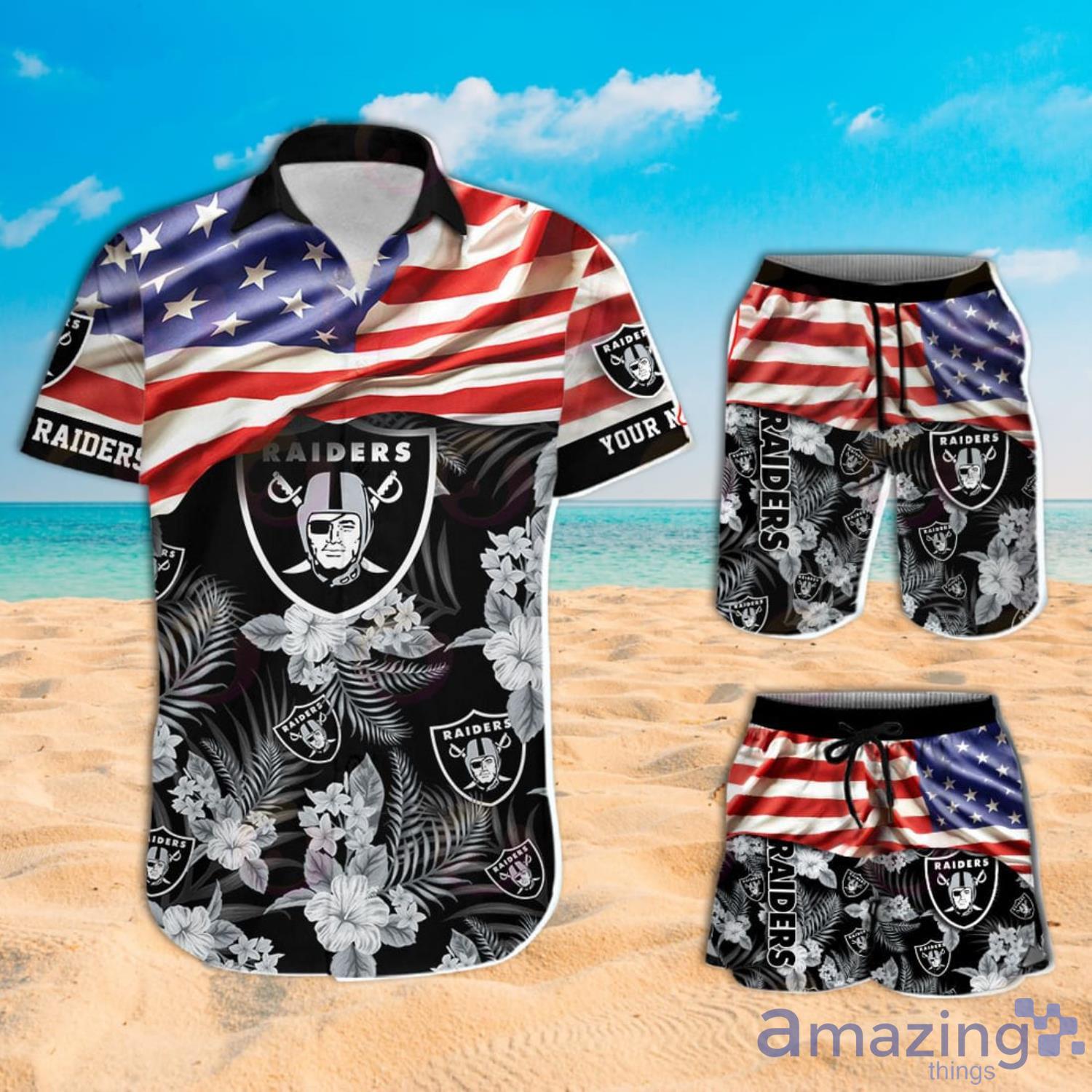 Las Vegas Raiders NFL Flag US Background Hawaiian Shirt For Men