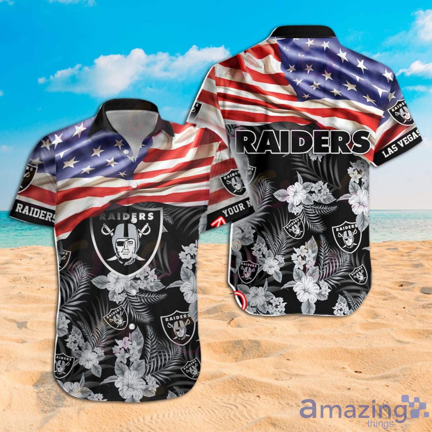 BEST NFL Las Vegas Raiders Hawaiian Shirt Graphic American Flag Print This  Summer Gift For Fans