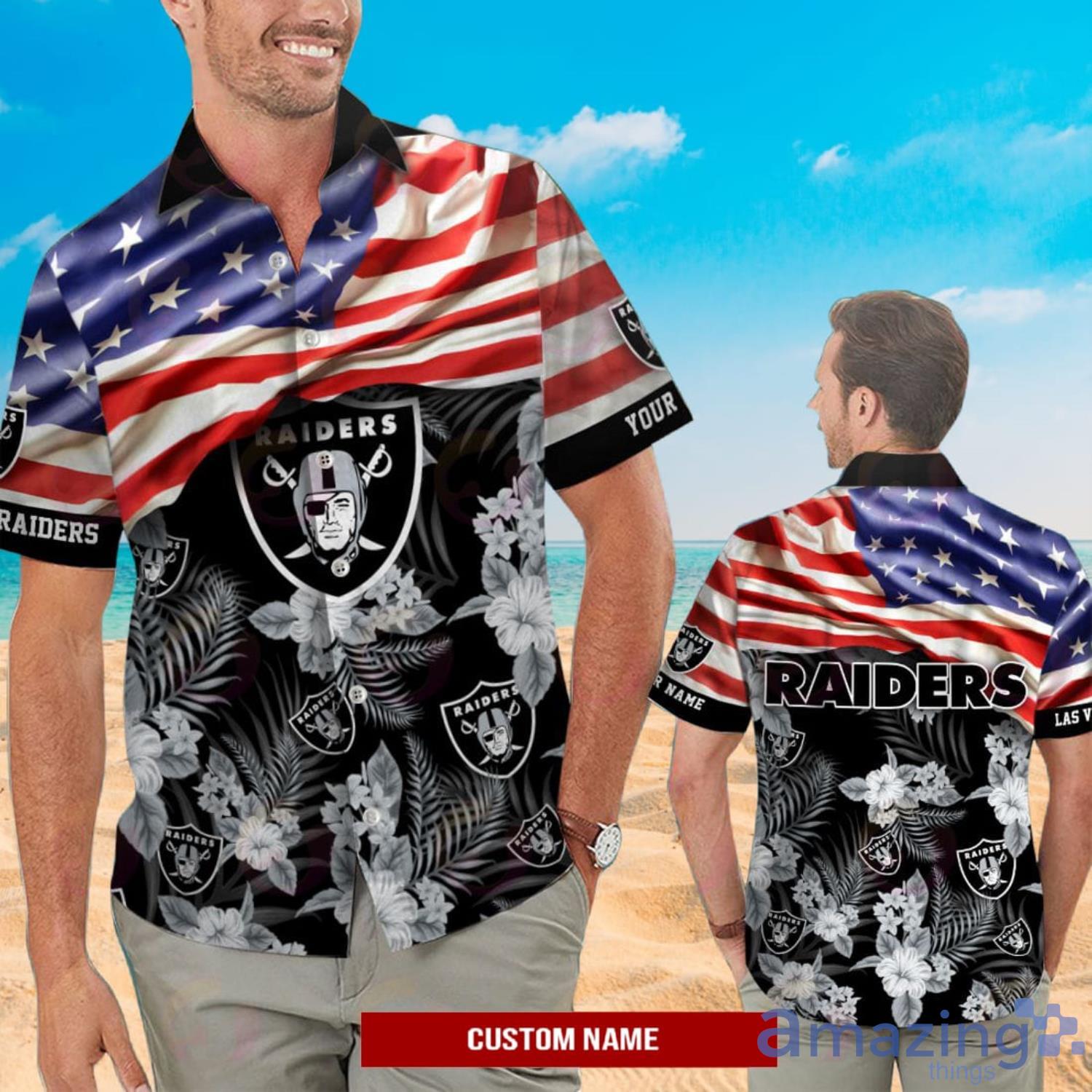 Las Vegas Raiders NFL Flag US Background Hawaiian Shirt For Men And Women -  YesItCustom