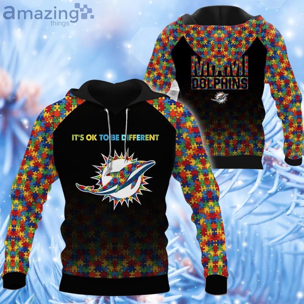NFL Miami Dolphins-Autism Fabric Hoodie 3D All Over Print - NFL Miami Dolphins-Autism Fabric Hoodie 3D All Over Print